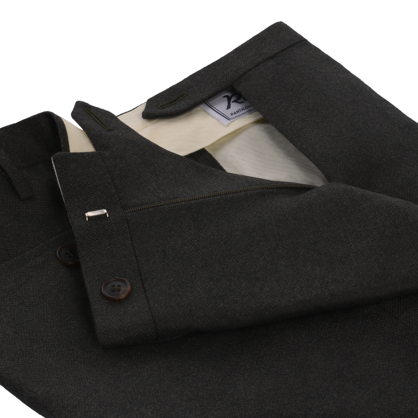 Rota Regular-Fit Virgin Wool Salt Pepper Classic Trousers in Dark Green - SARTALE