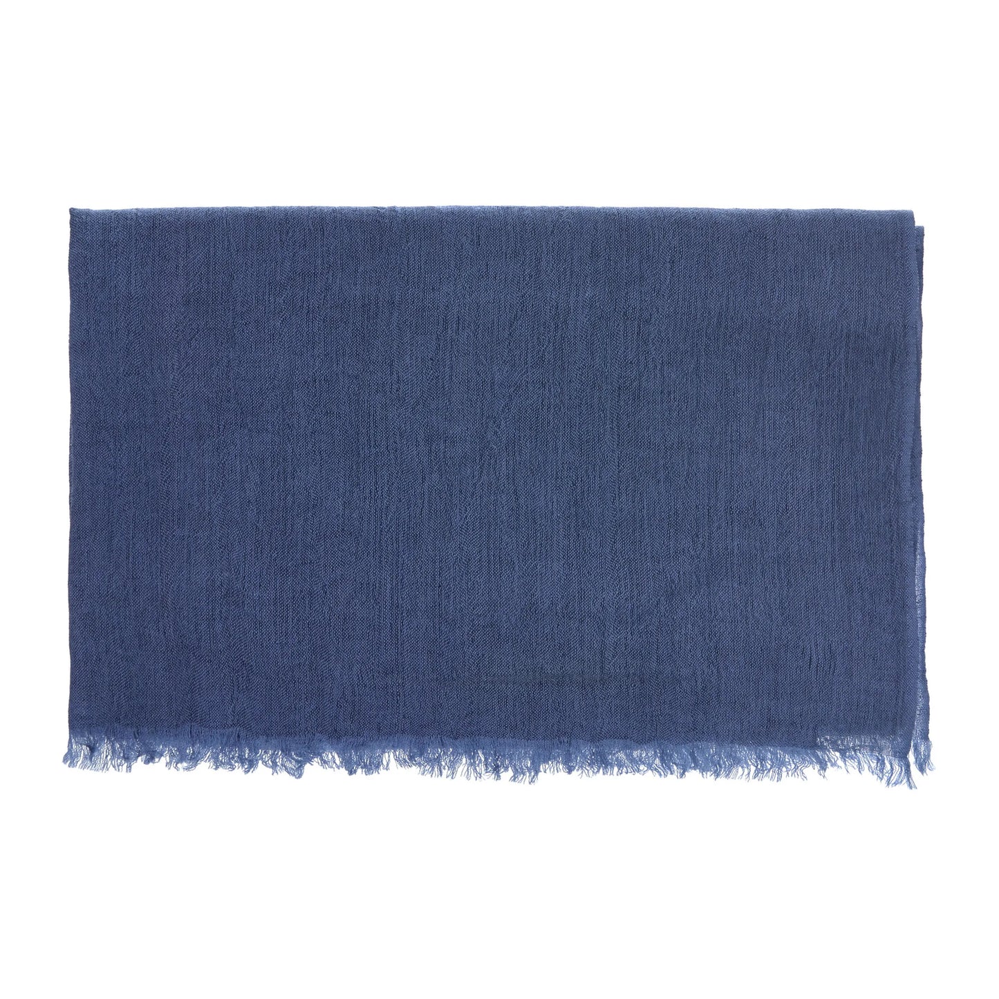 Fringed Linen and Cashmere-Blend Scarf in Blue