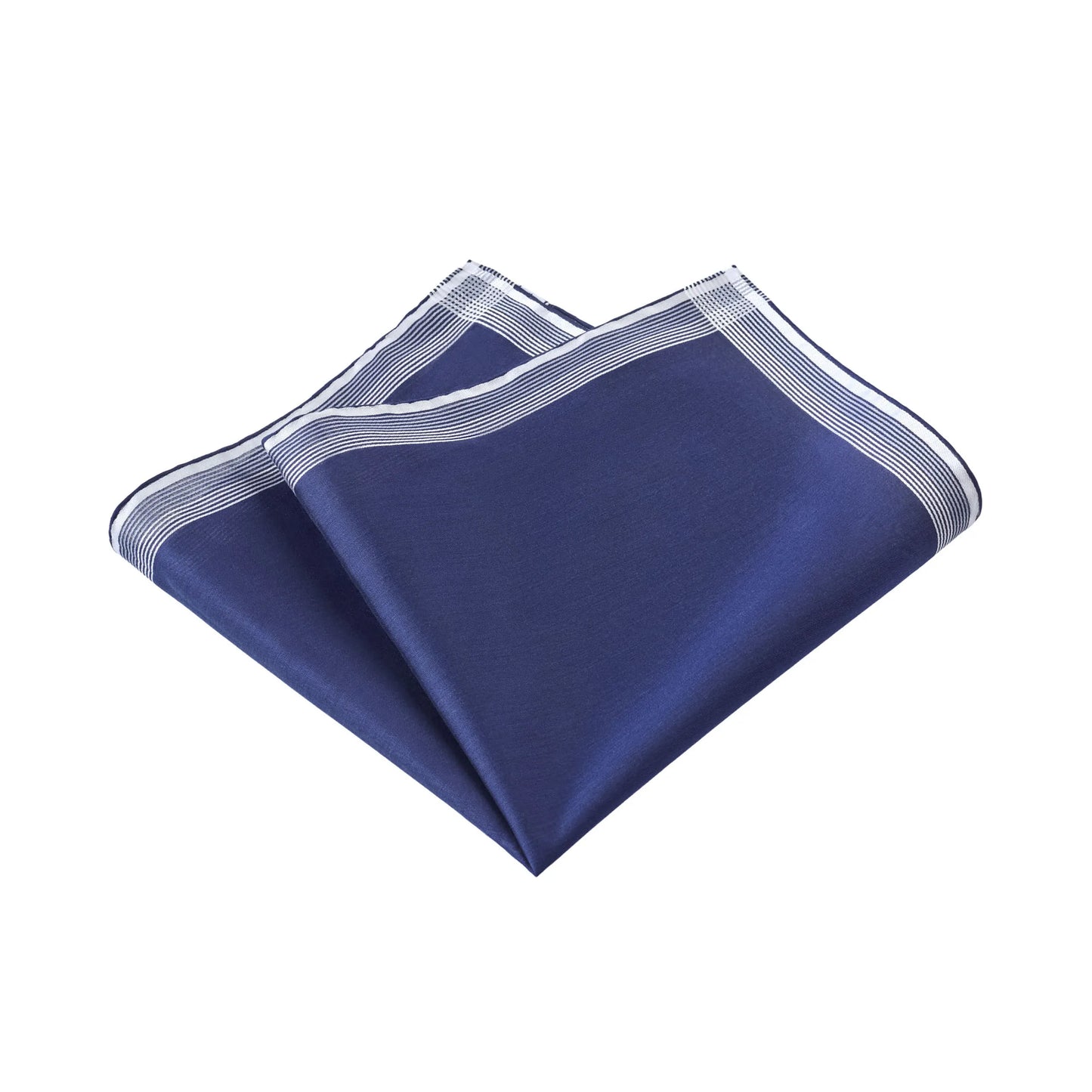 Striped Cotton Pocket Square in Dark Blue