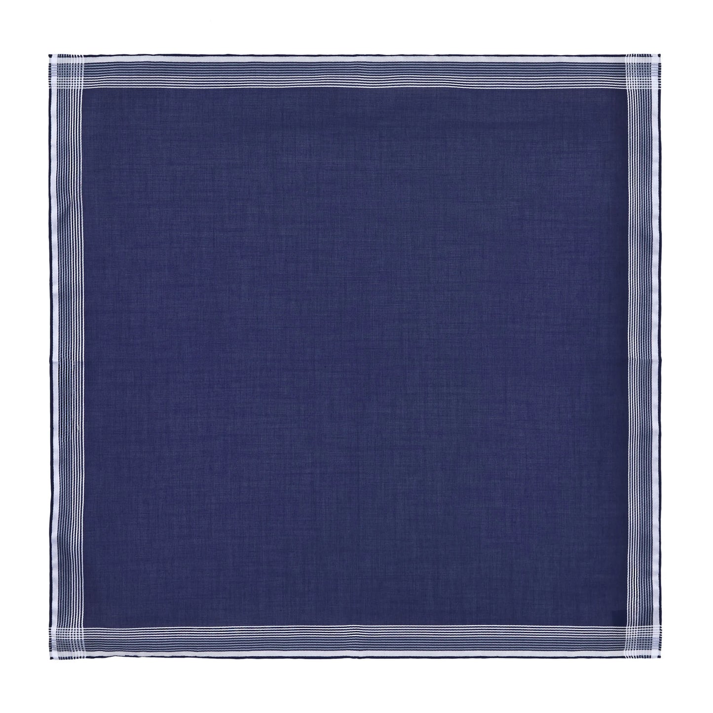 Striped Cotton Pocket Square in Dark Blue