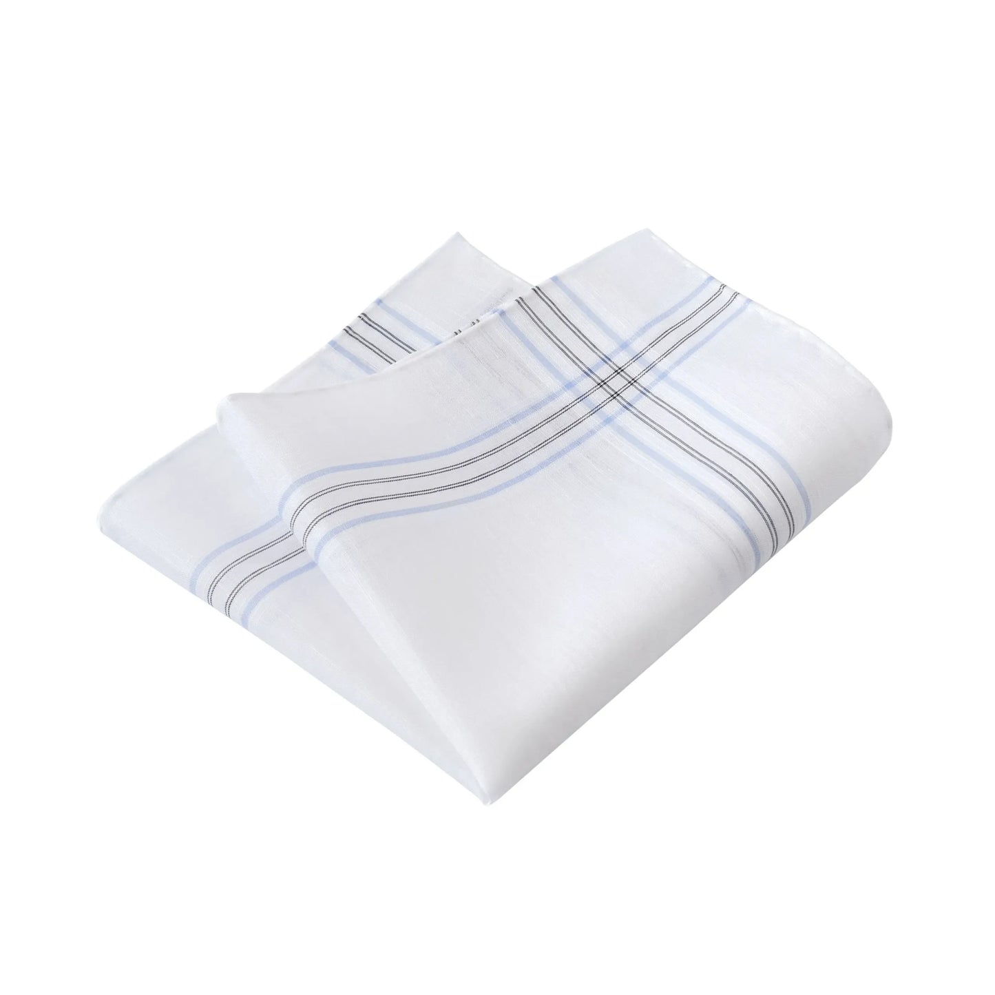 Striped Cotton White Pocket Square