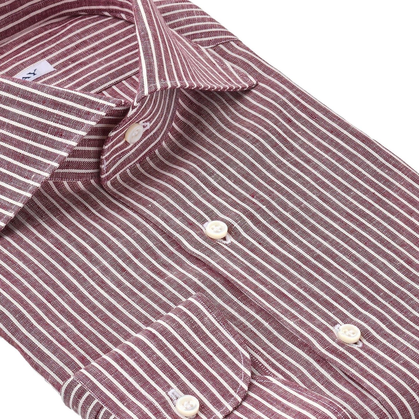 Fray Regular-Fit Striped Linen Shirt in Wine Red - SARTALE