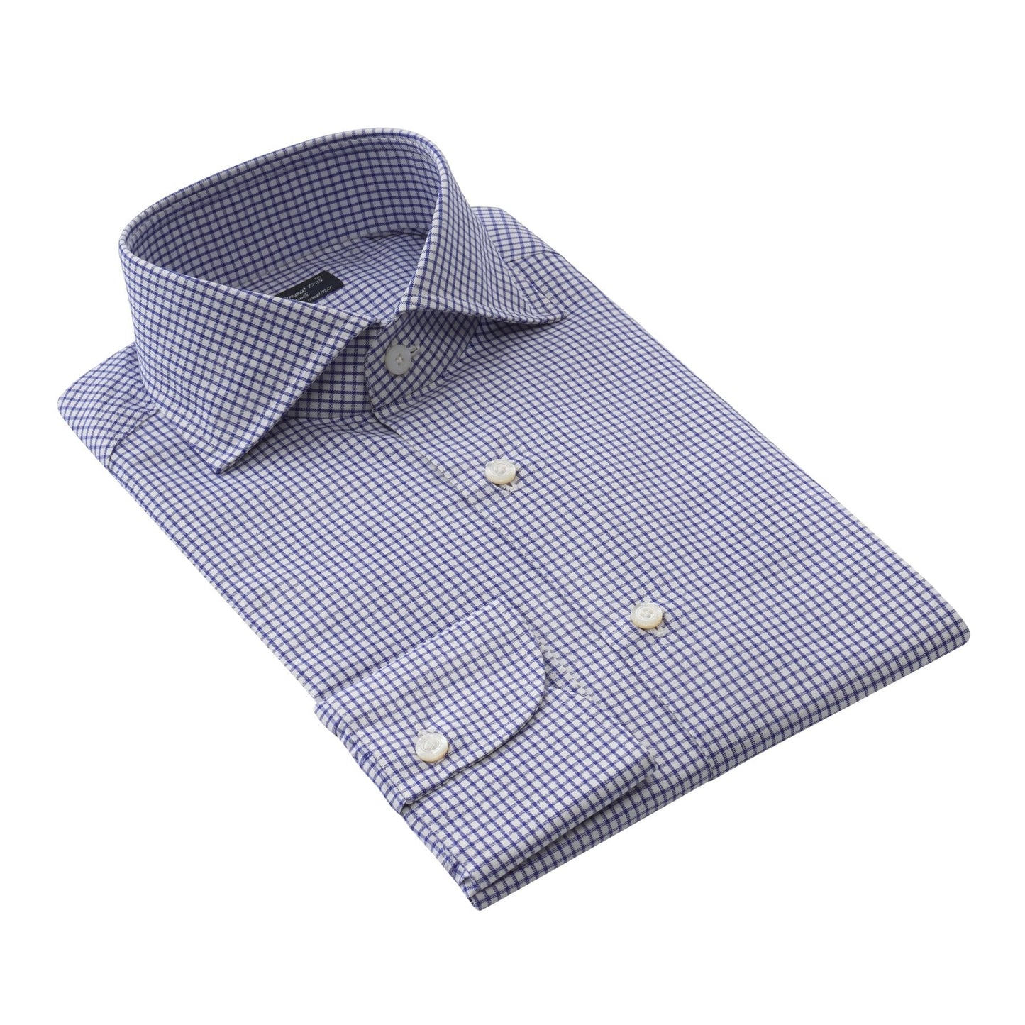Finamore Checked Cotton Shirt in Blue and White - SARTALE
