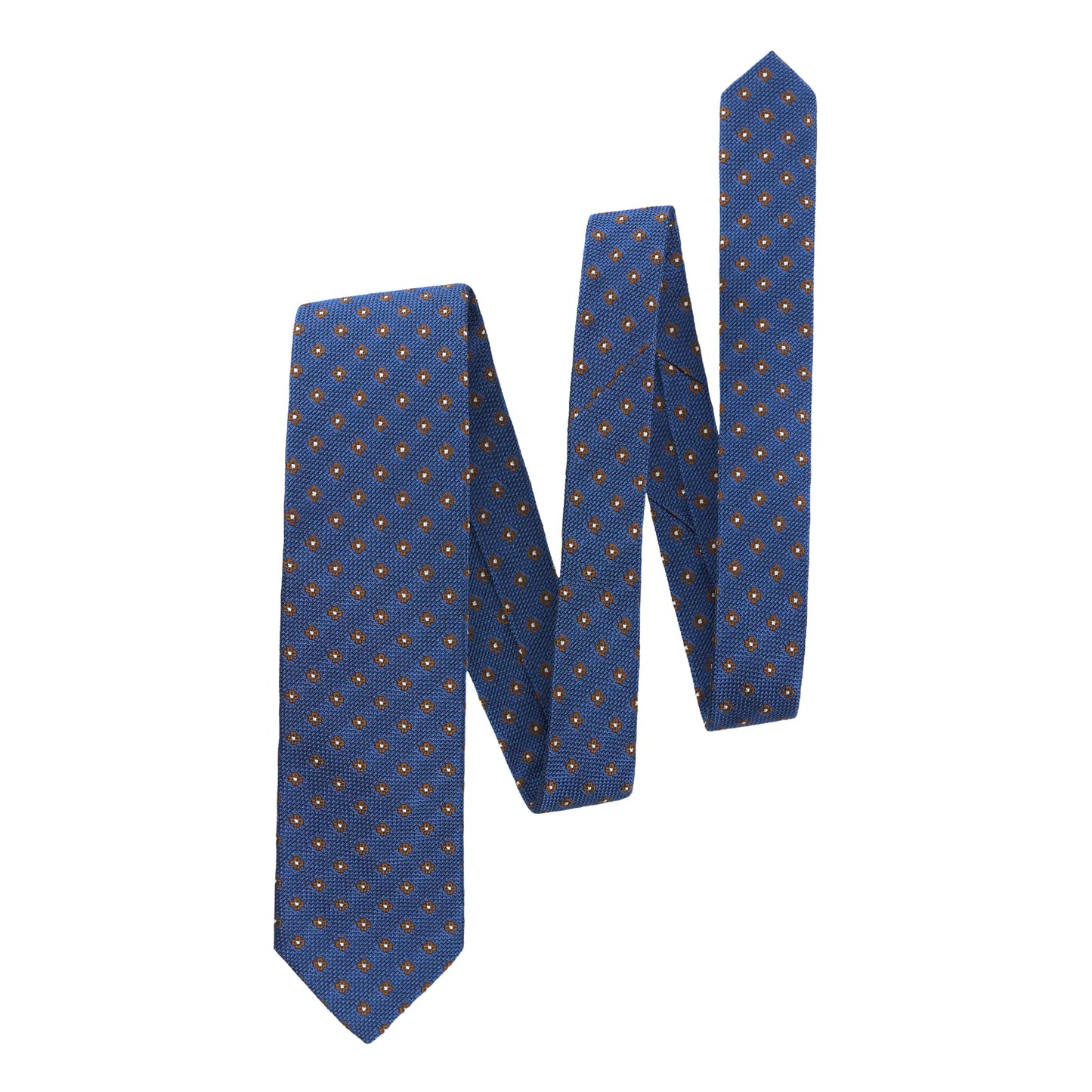 Woven Lined Blue Tie with Floral Design