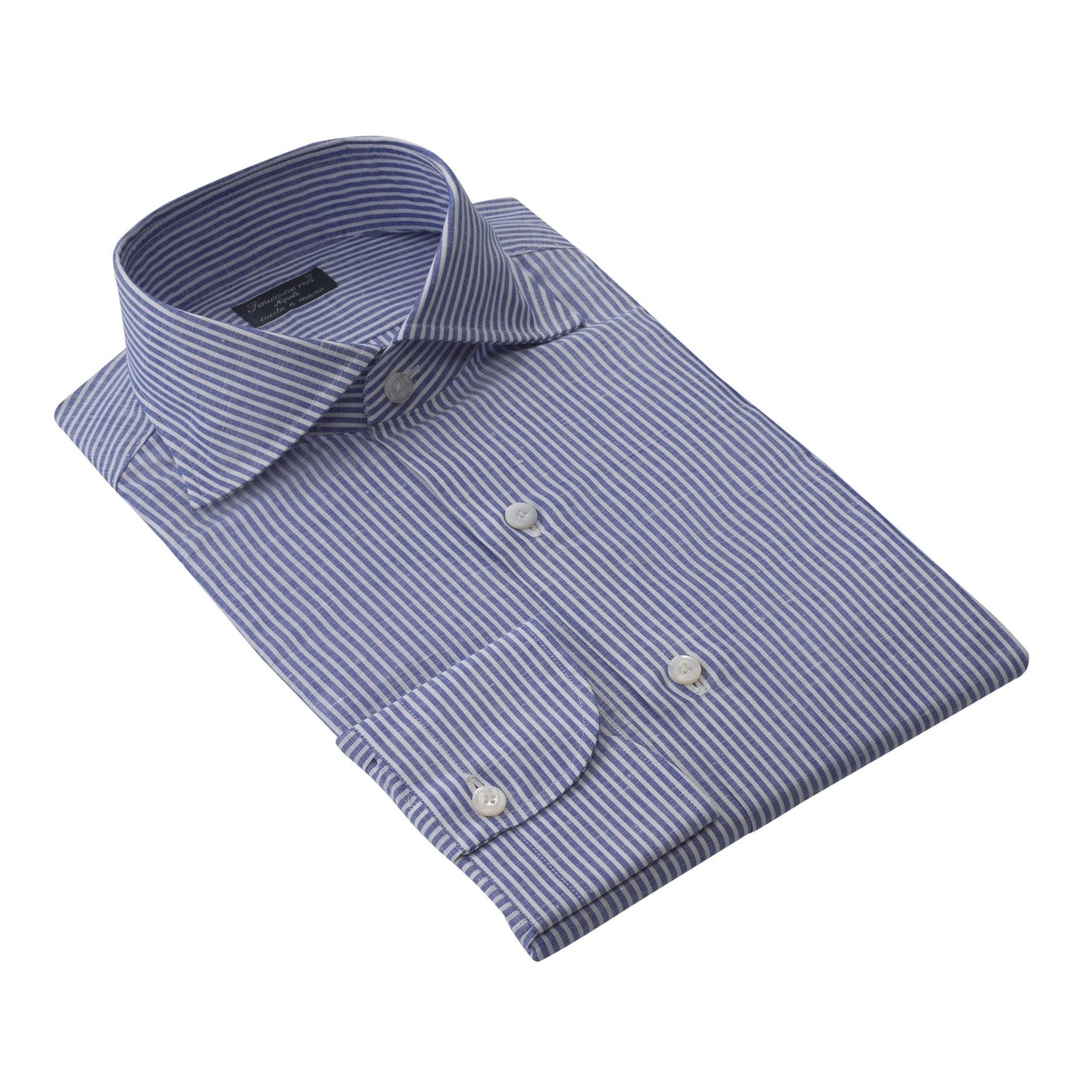 Finamore Striped Cotton and Linen Napoli Shirt in Blue - SARTALE