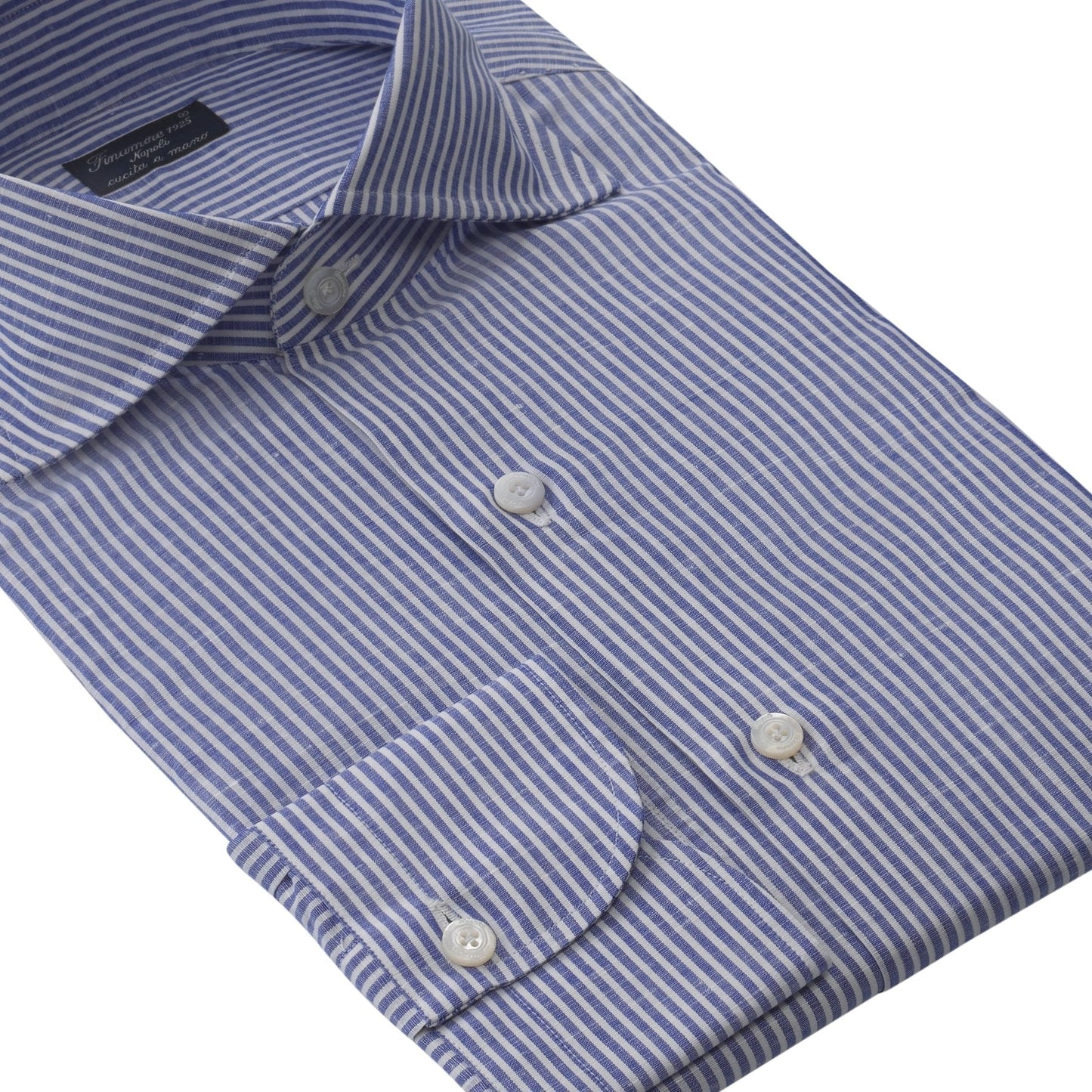 Finamore Striped Cotton and Linen Napoli Shirt in Blue - SARTALE
