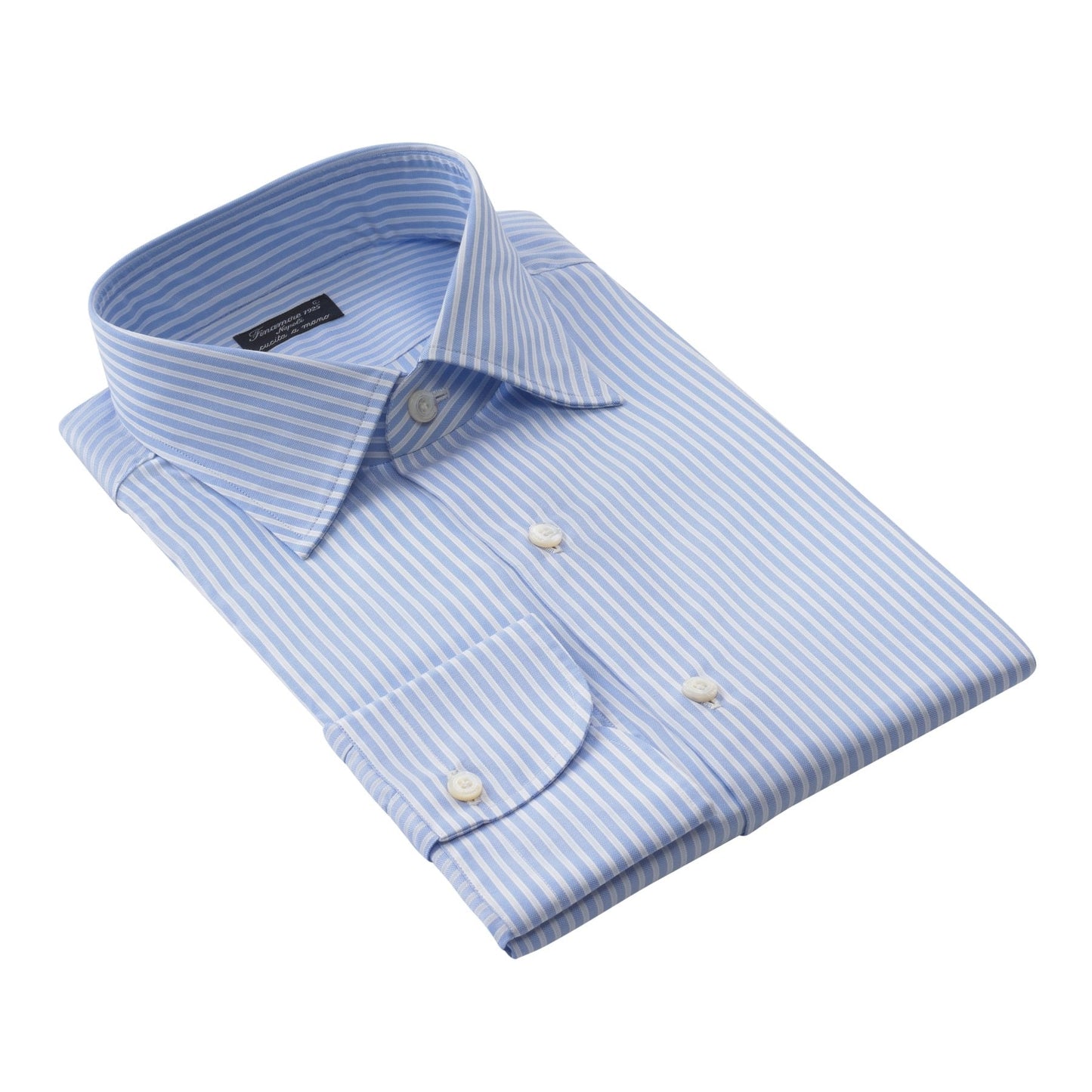 Finamore Multi Striped Cotton Shirt in Light Blue - SARTALE