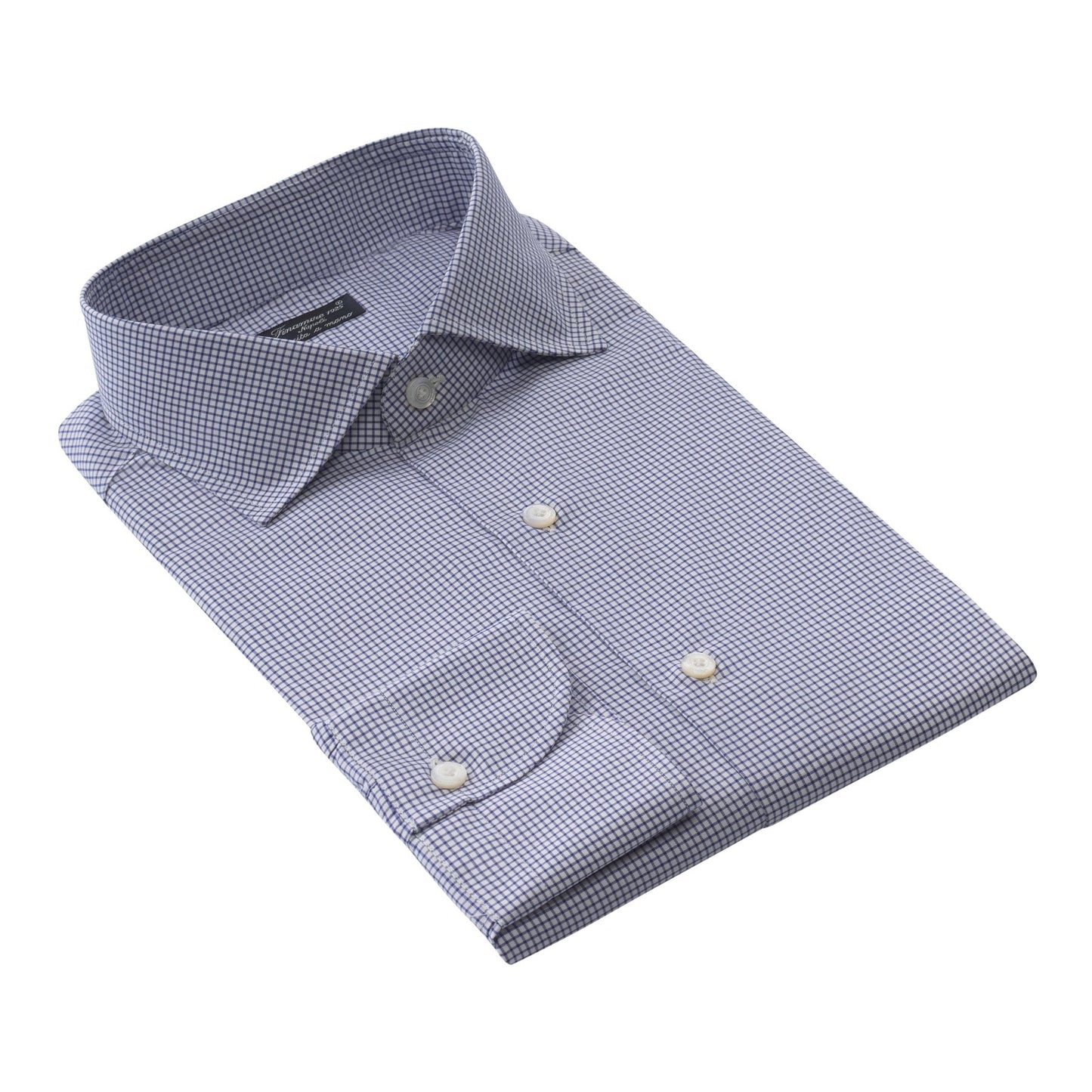 Finamore Graph-Check Cotton Shirt in Blue - SARTALE