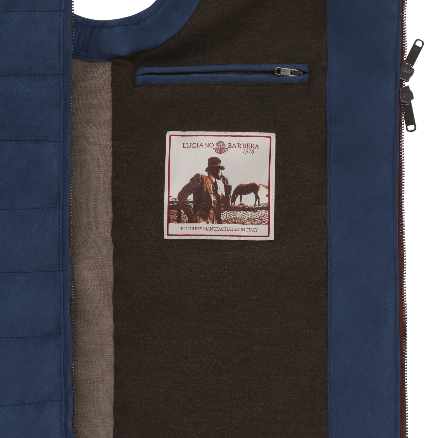 Luciano Barbera Quilted Suede Vest in Royal Blue - SARTALE