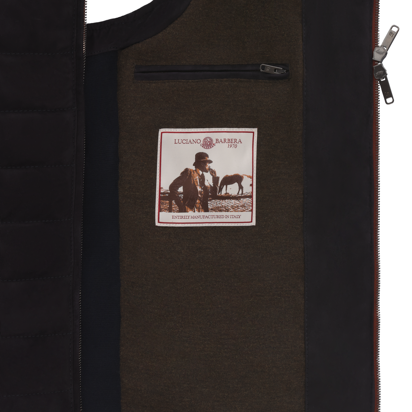 Luciano Barbera Quilted Suede Vest in Dark Blue - SARTALE