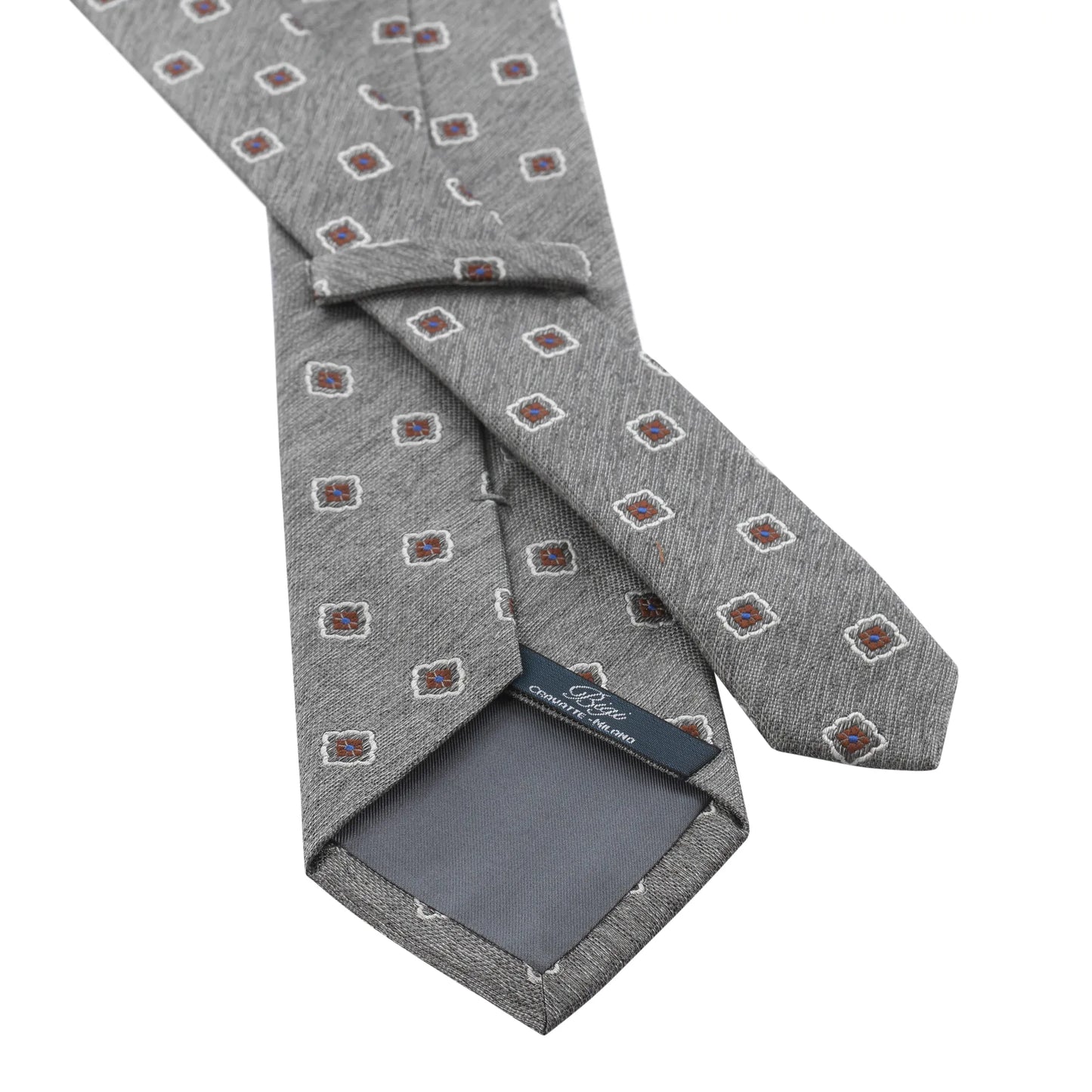 Jacquard Lined Silk Tie in Grey