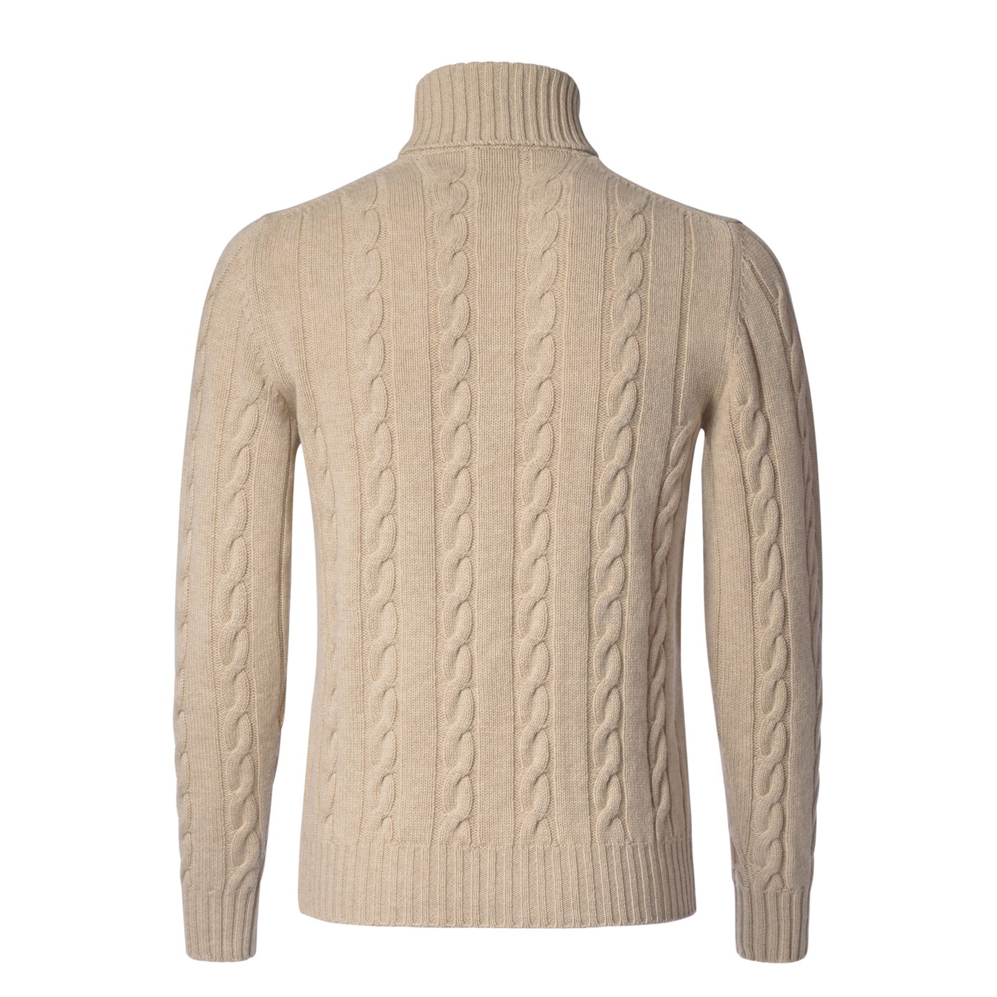 Luciano Barbera Turtleneck Cable-Knit Wool, Silk and Cashmere-Blend Sweater in Beige - SARTALE
