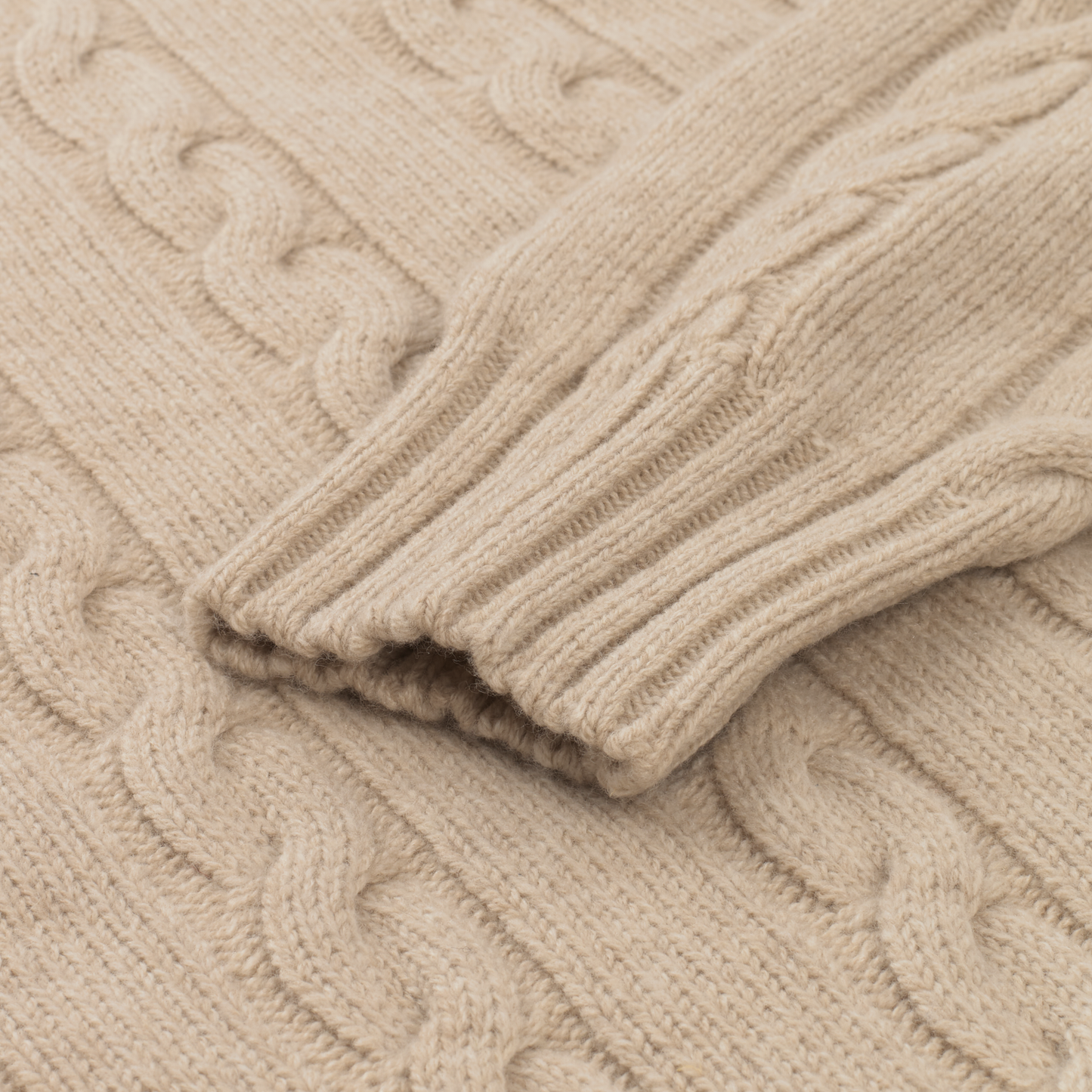 Luciano Barbera Turtleneck Cable-Knit Wool, Silk and Cashmere-Blend Sweater in Beige - SARTALE