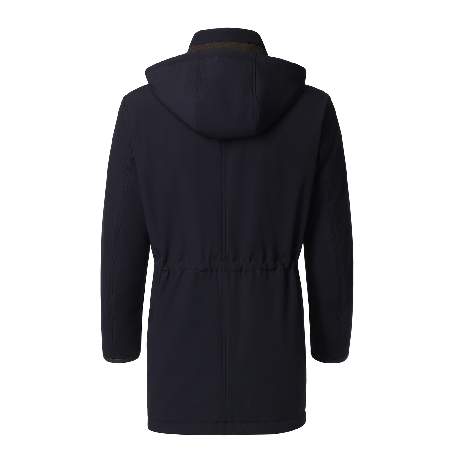 Luciano Barbera Water-Repellent Hooded Coat in Navy Blue - SARTALE