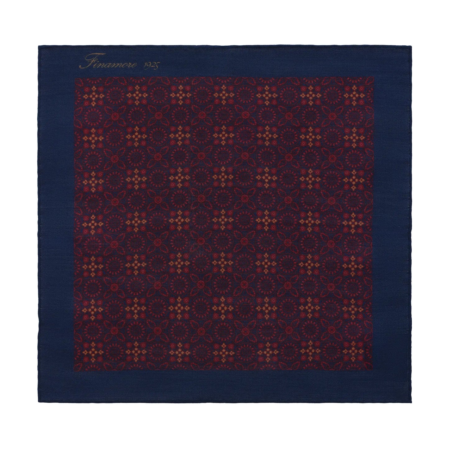 Printed Wool-Blend Pocket Square in Burgundy