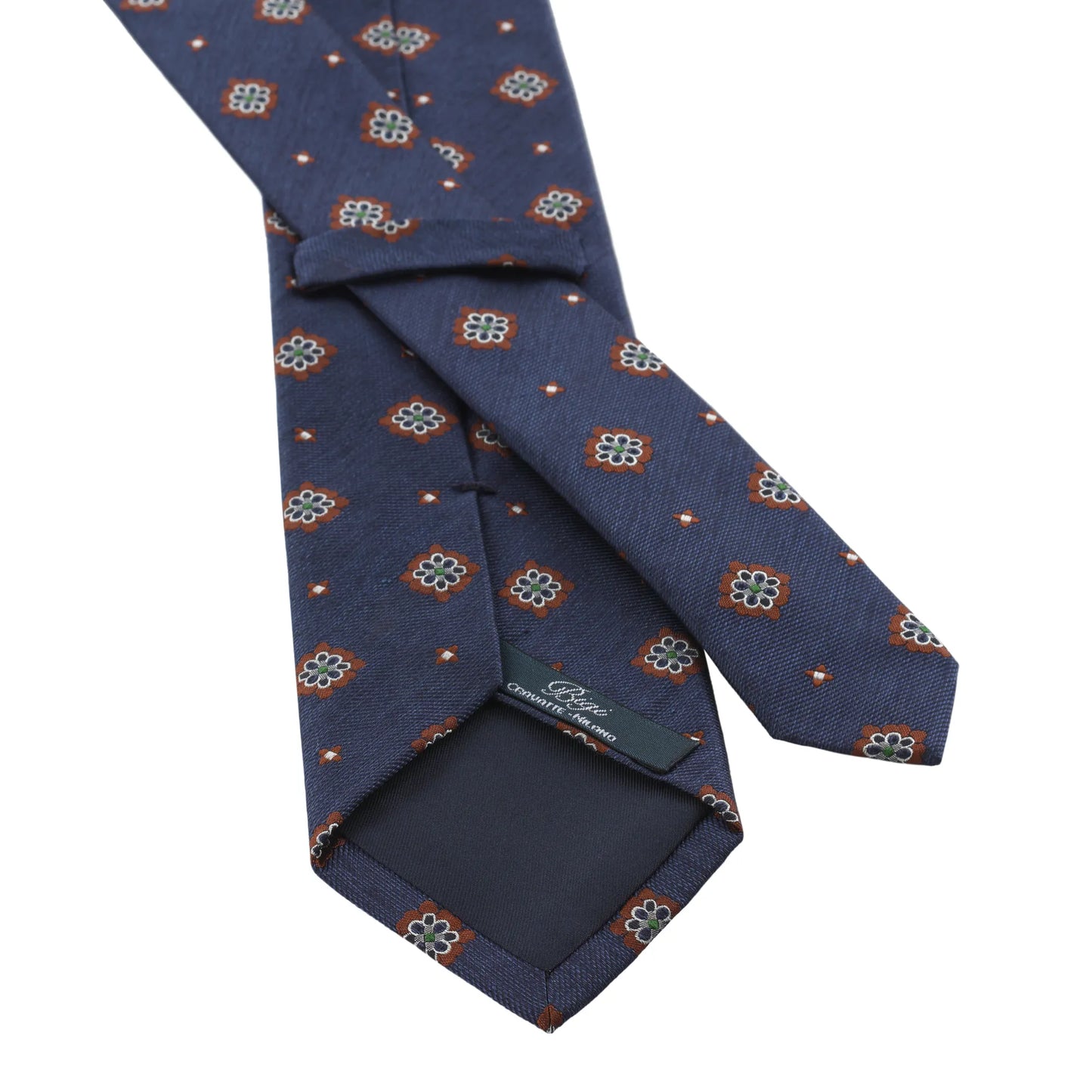 Embroidered Woven Silk Tie in Blue