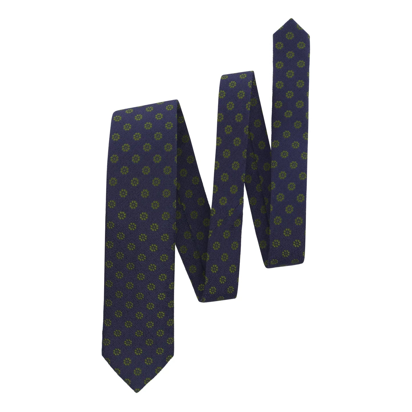 Woven Silk Blue Tie with Floral Pattern
