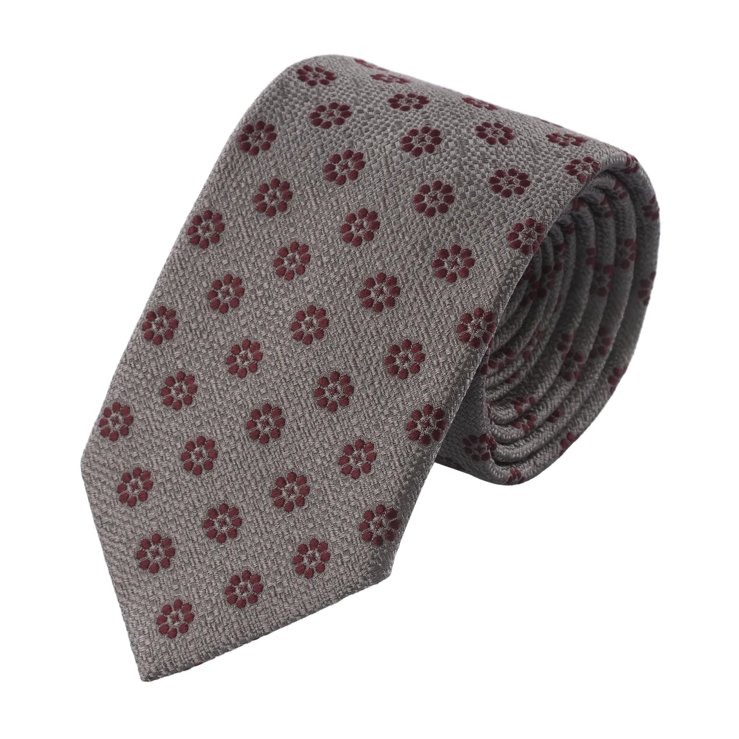 Bronze Silk Tie with Floral Pattern