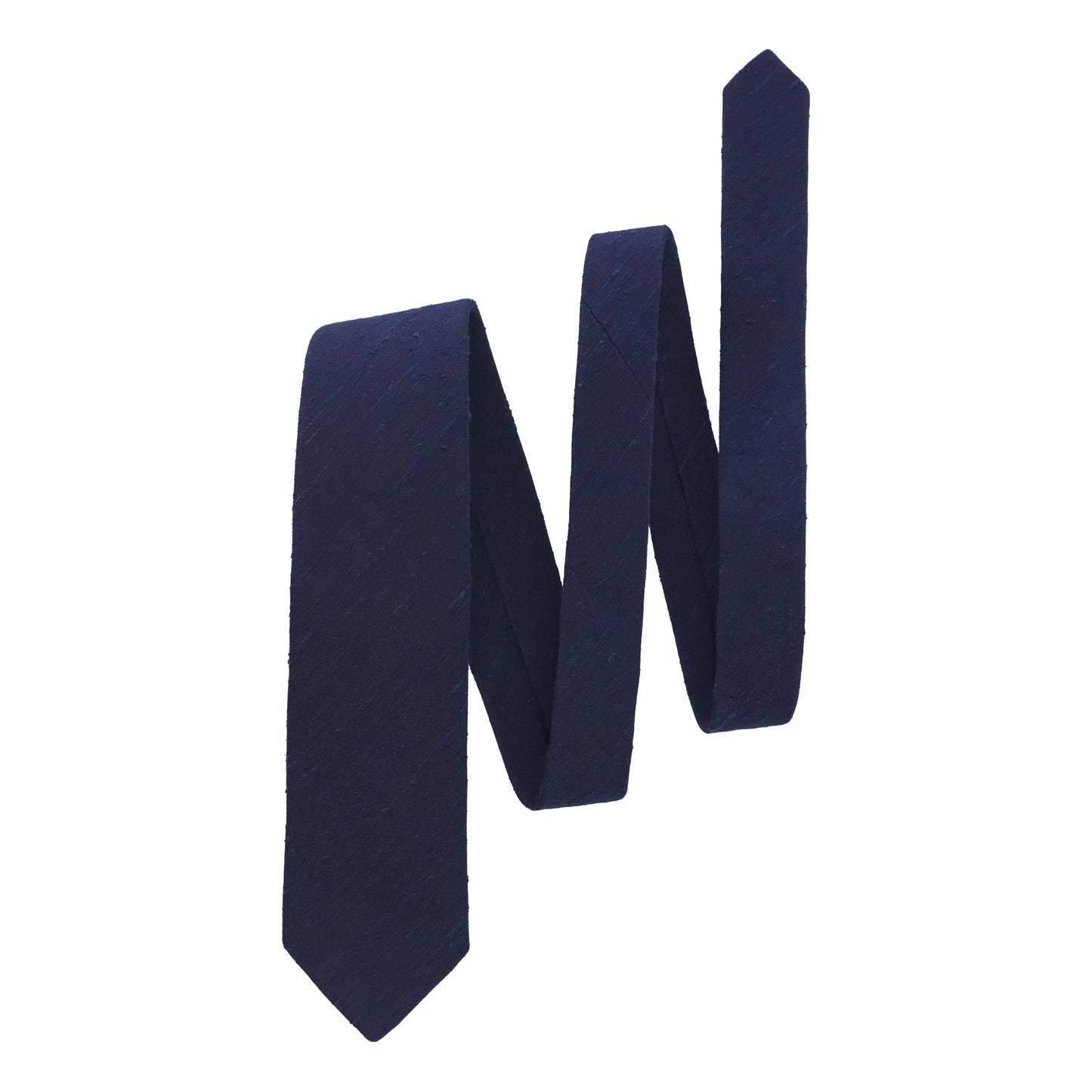 Shantung Lined Silk-Blend Tie in Navy Blue