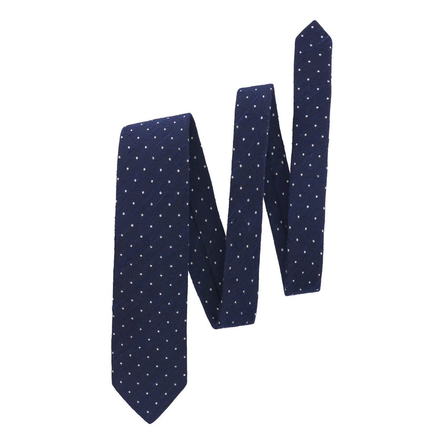 Polka Dot Shantung Silk Blend Tie in Blue