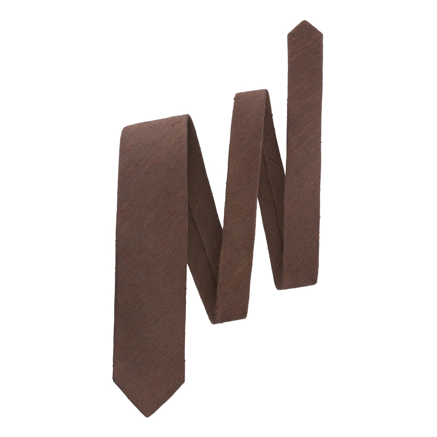 Shantung Lined Silk-Blend Tie in Solid Brown