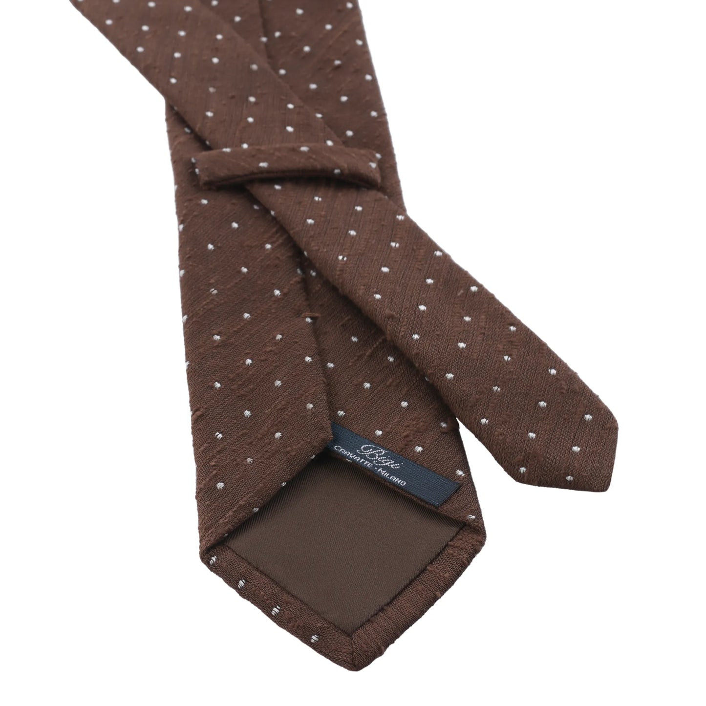 Polka Dot Shantung Silk Tie in Brown
