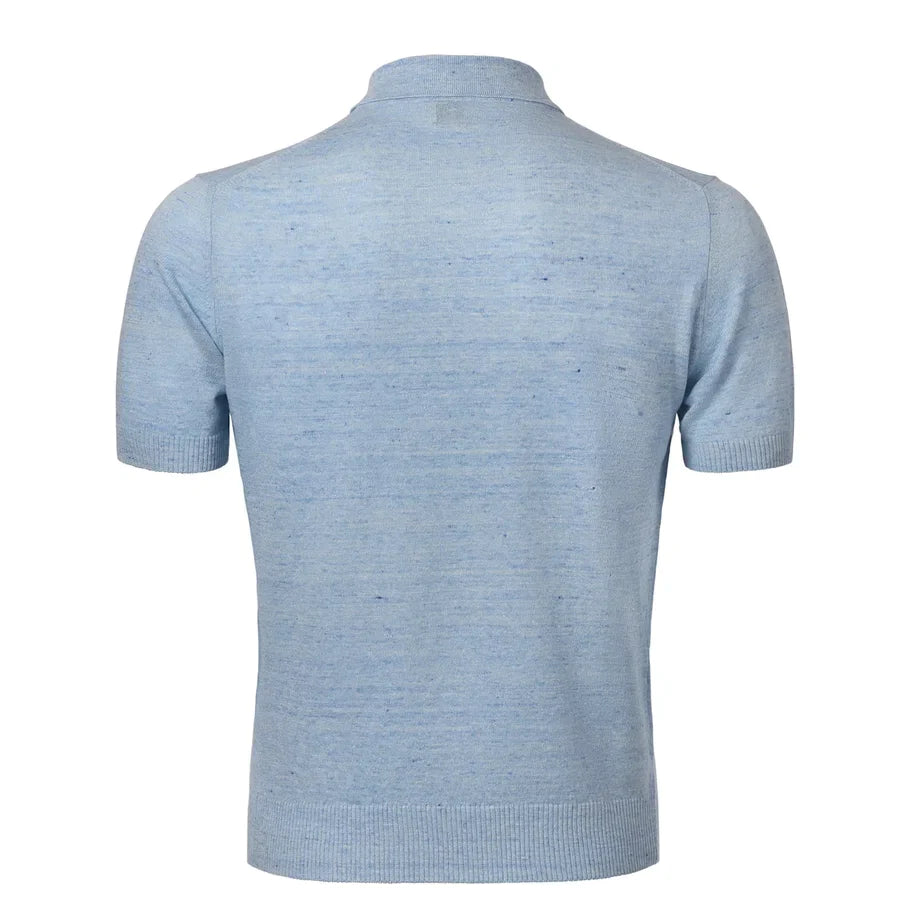Luigi Borrelli Linen and Cotton-Blend Light Blue Polo Shirt - SARTALE