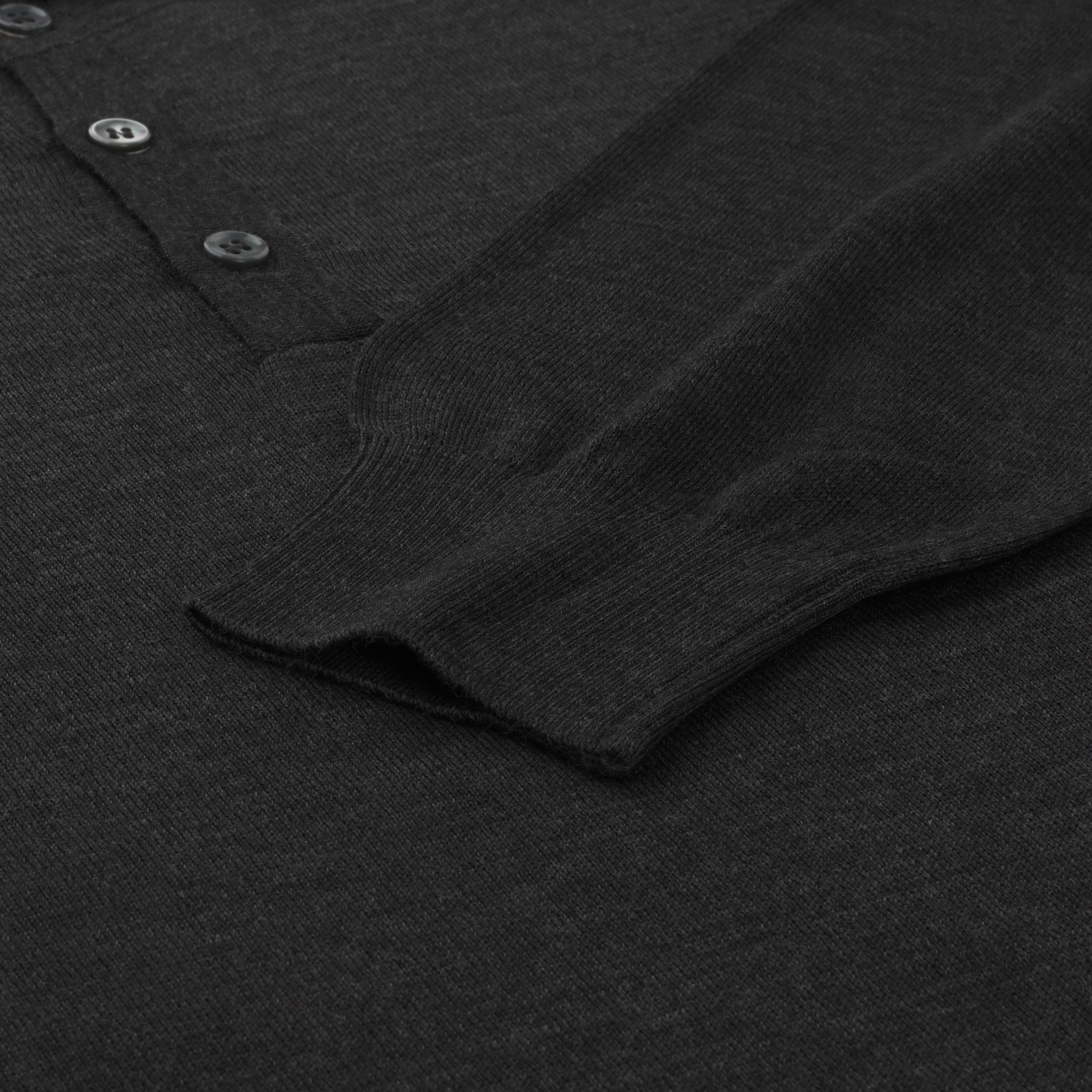 Luigi Borrelli Virgin Wool, Silk and Cashmere-Blend Long Sleeve Polo Shirt in Grey - SARTALE
