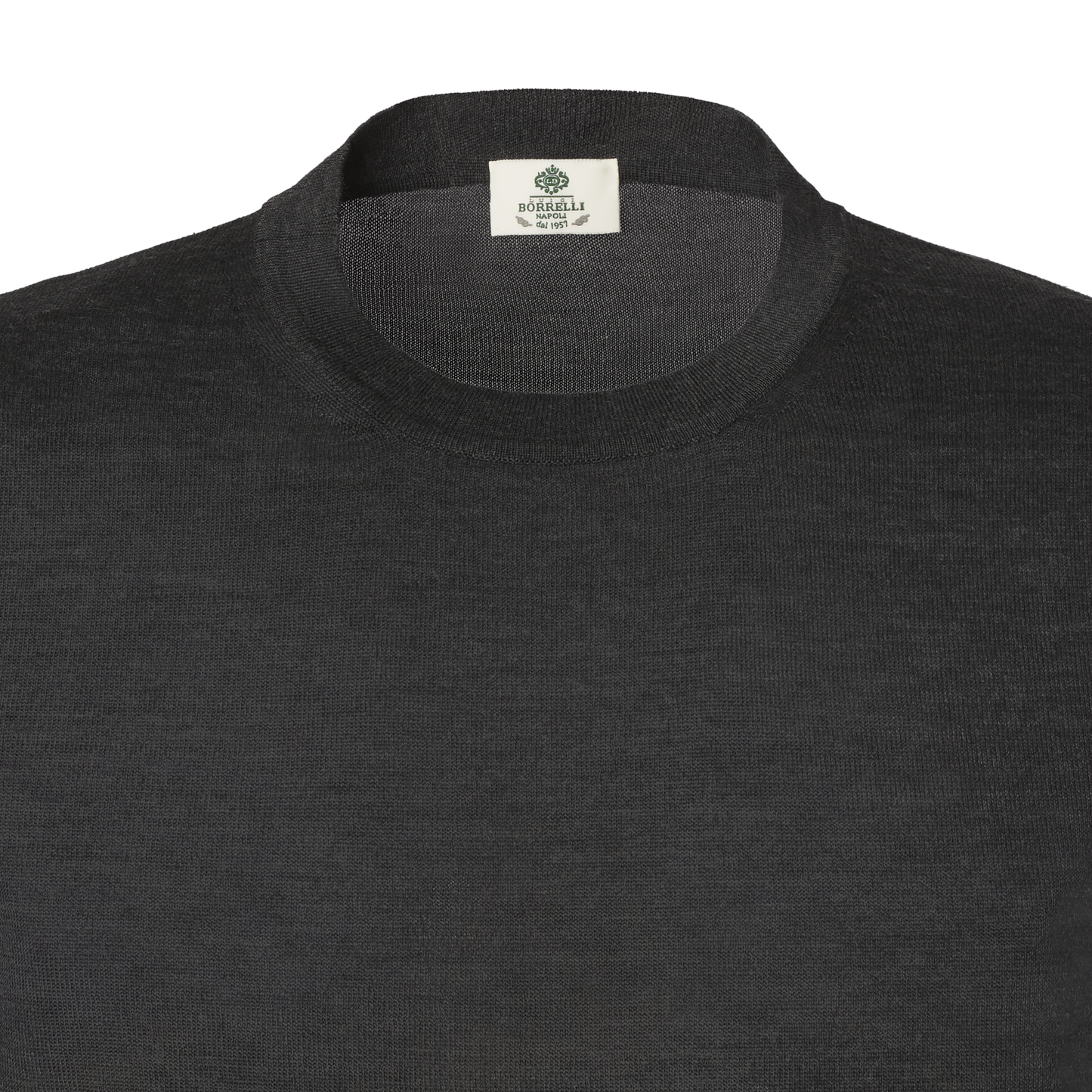 Luigi Borrelli Crew-Neck Virgin Wool, Silk and Cashmere-Blend Sweater in Dark Grey - SARTALE