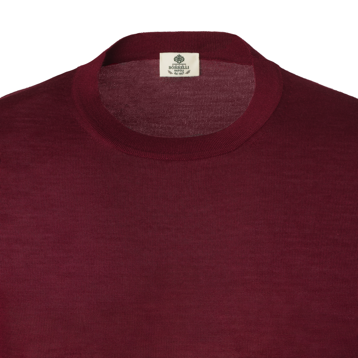 Luigi Borrelli Crew-Neck Virgin Wool, Silk and Cashmere-Blend Sweater in Burgundy - SARTALE