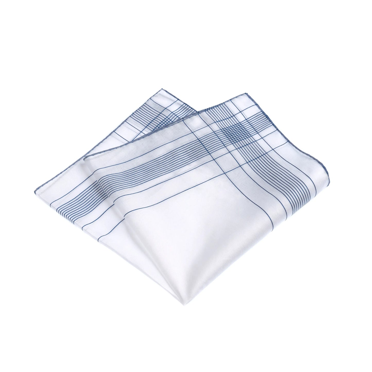 Striped Cotton Pocket Square in White