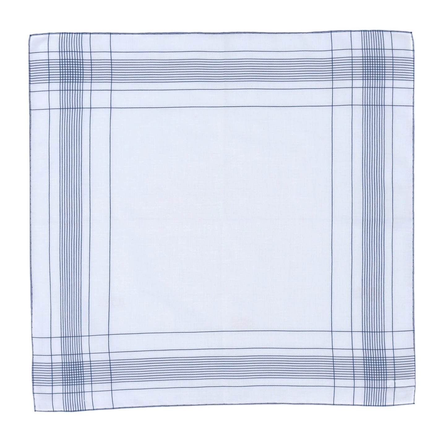 Striped Cotton Pocket Square in White