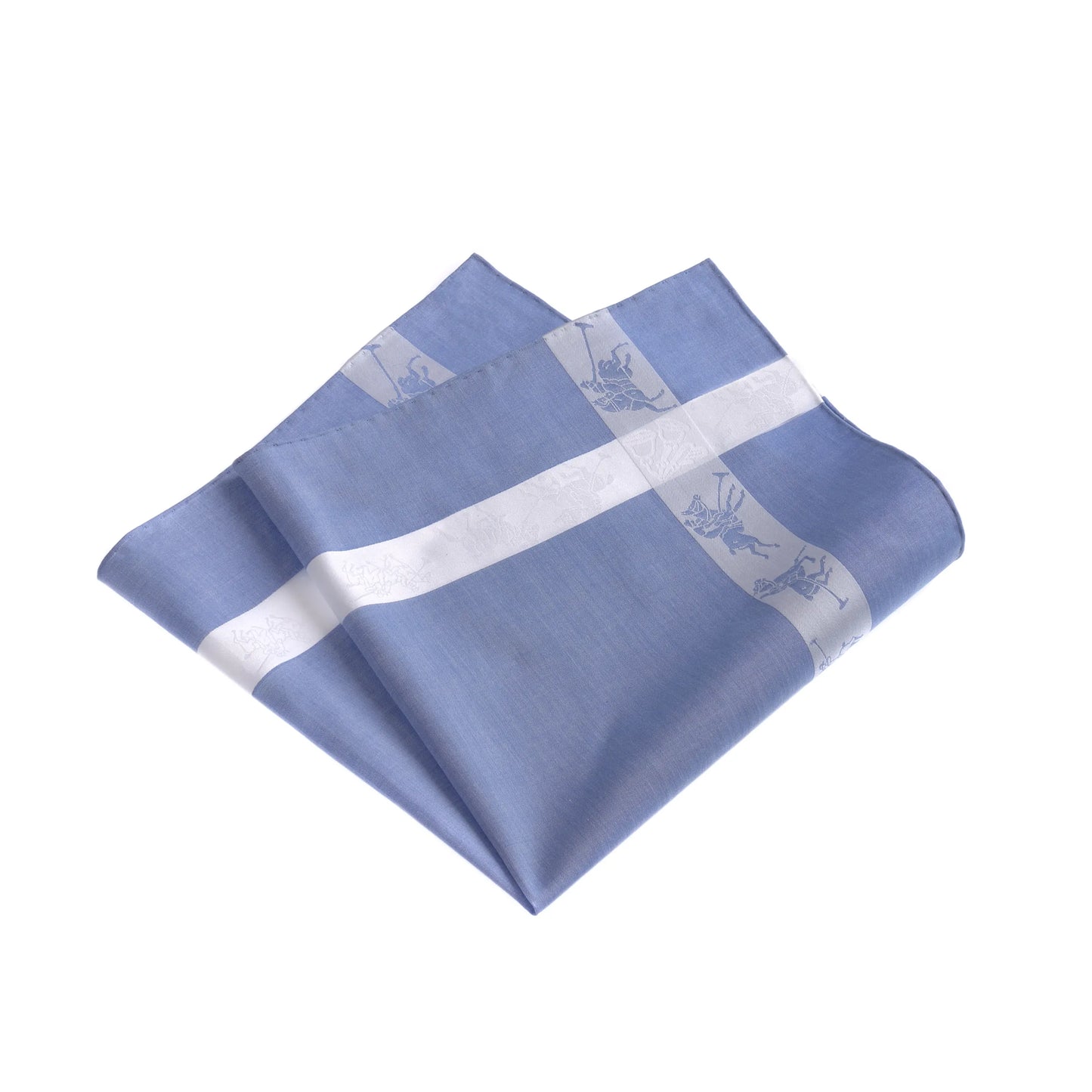 Printed Cotton Pocket Square in Sky Blue