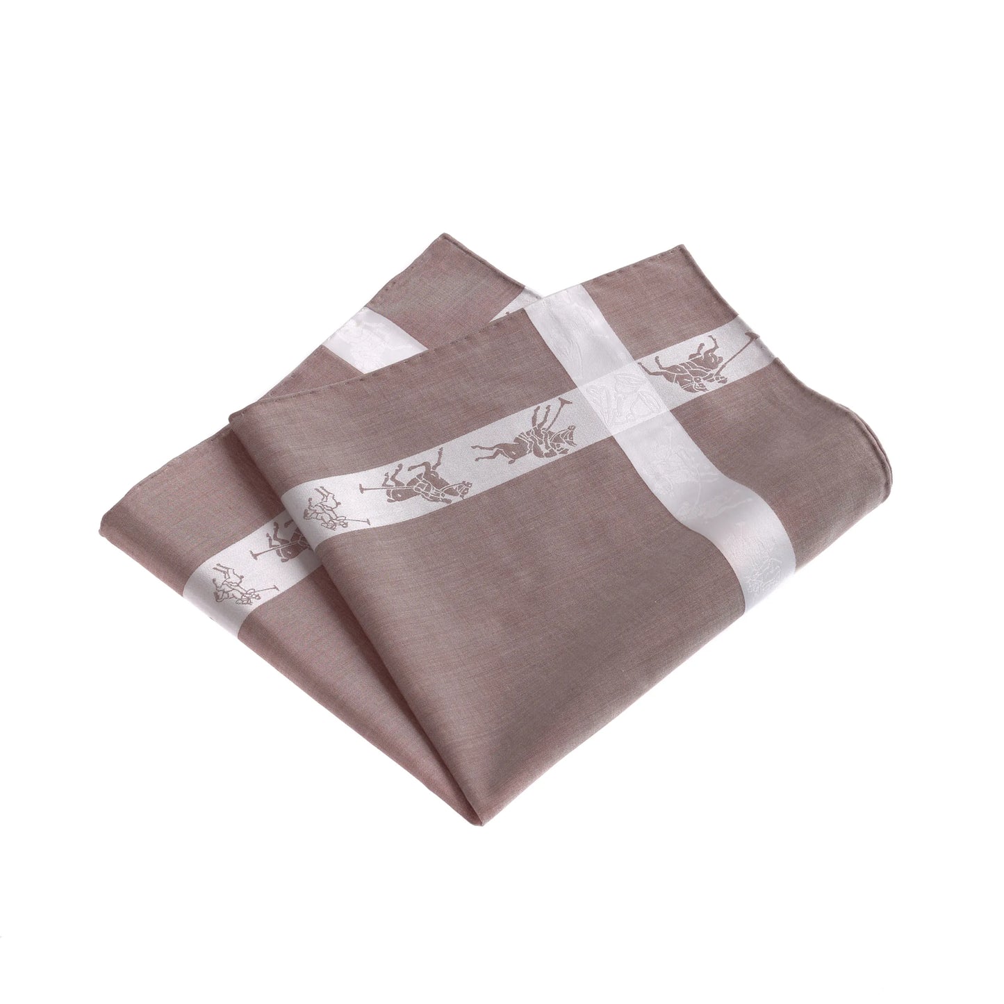 Printed Cotton Pocket Square in Brown
