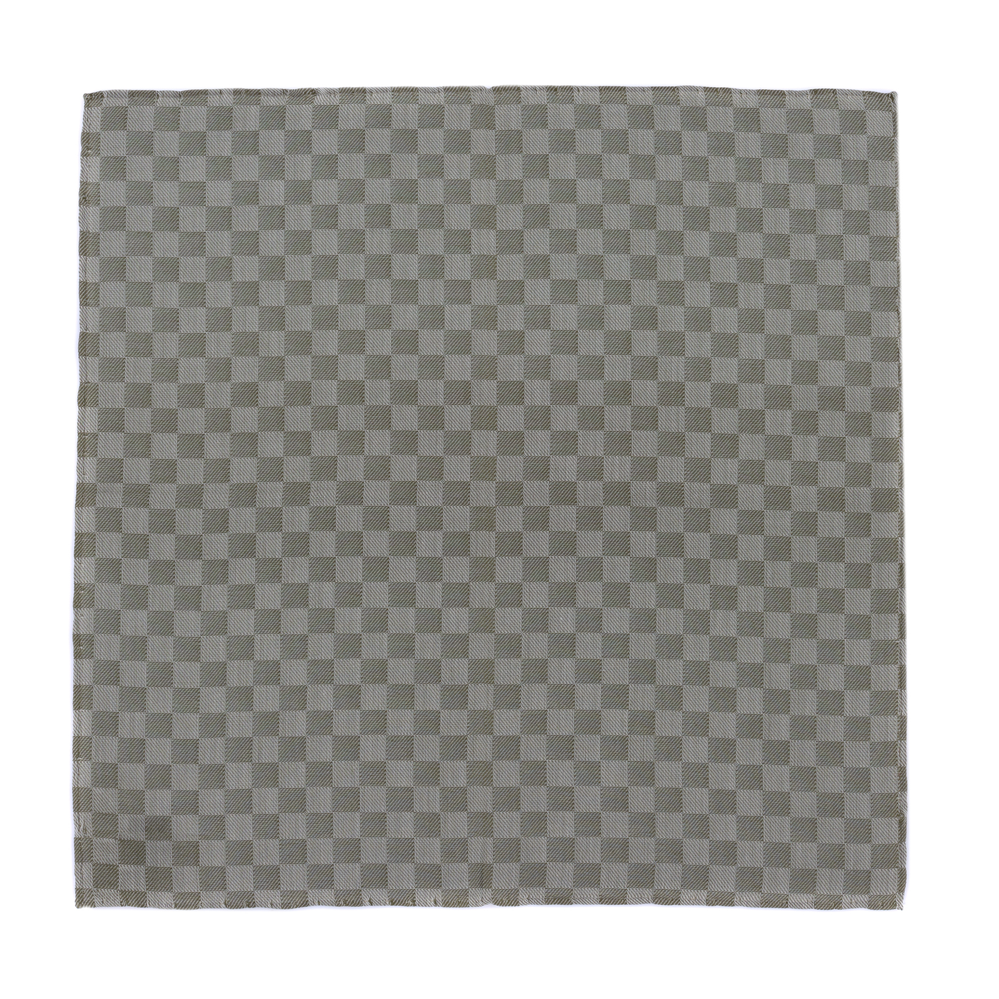 Checked Silk and Cotton-Blend Pocket Square in Olive Green