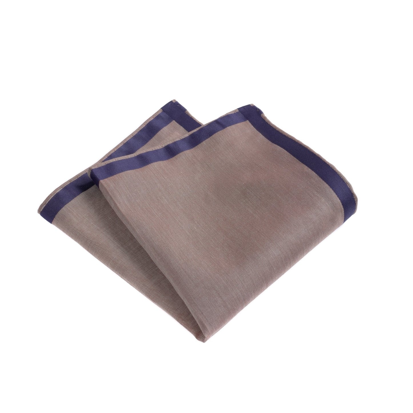 Simonnot Godard Cotton Pocket Square in Brown with Blue Edges - SARTALE