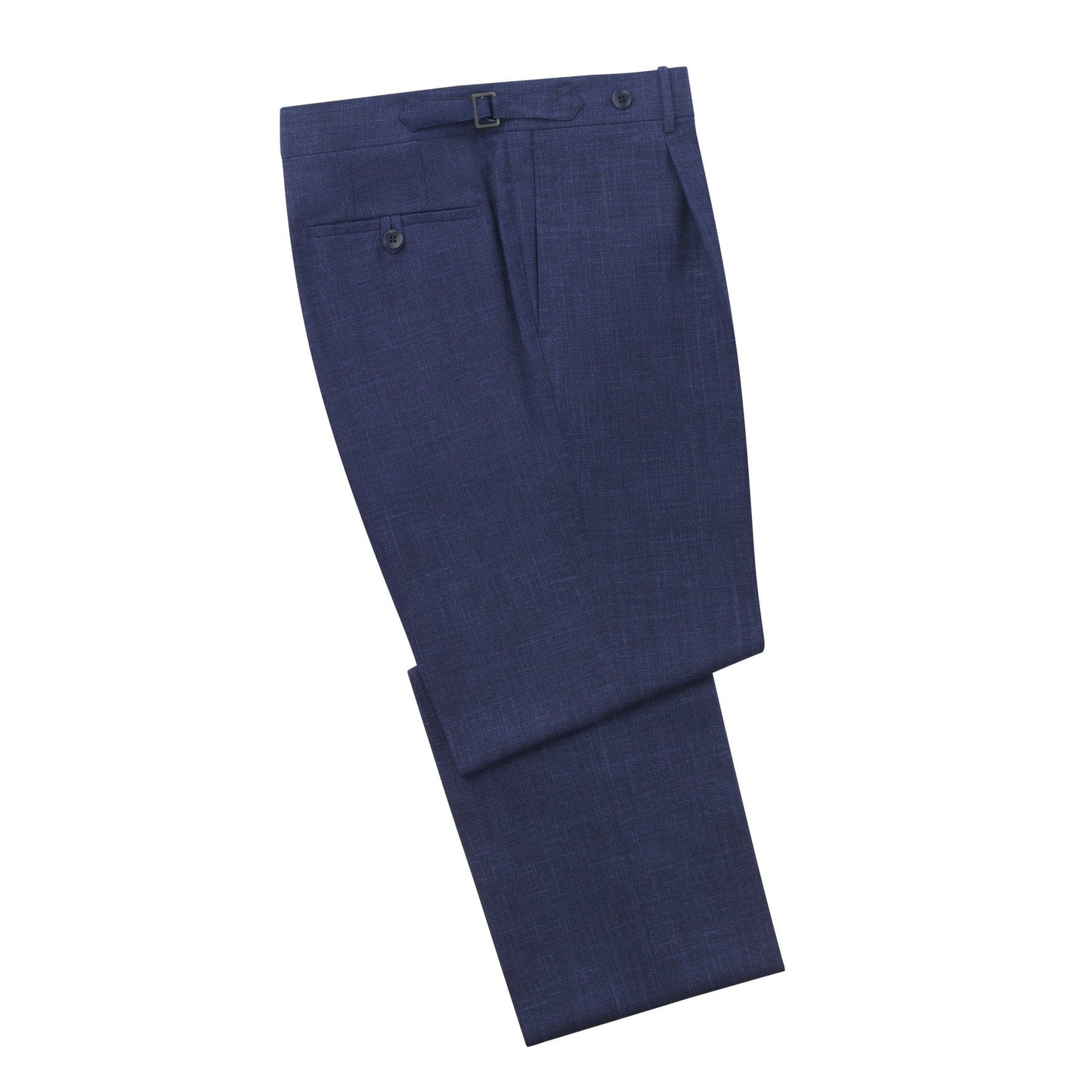 Rota Regular-Fit Pleated Wool, Silk and Linen-Blend Trousers With Buckle Waist Adjusters in Blue - SARTALE