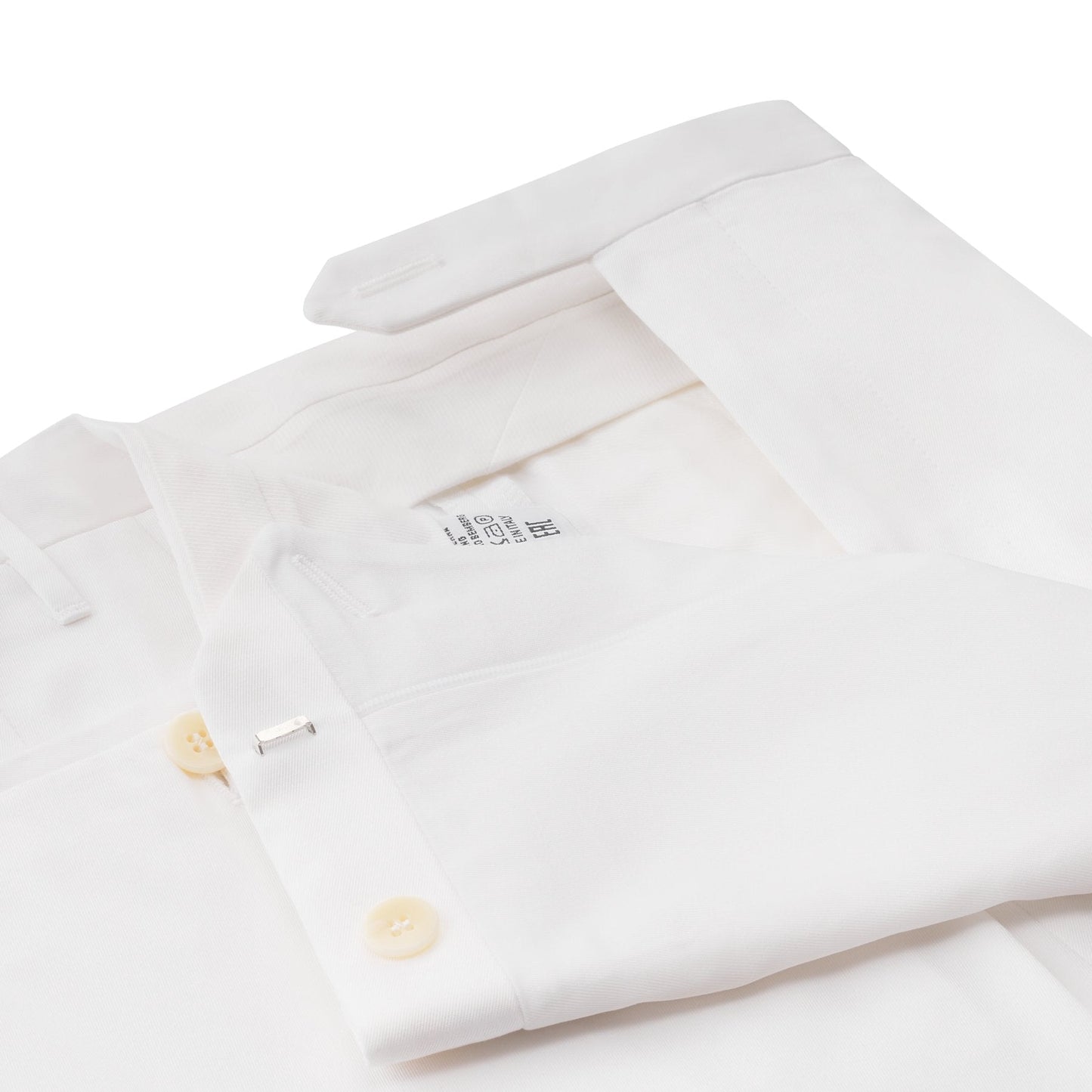 Rota Regular-Fit Pleated Elegant Twill Cotton White Trousers - SARTALE