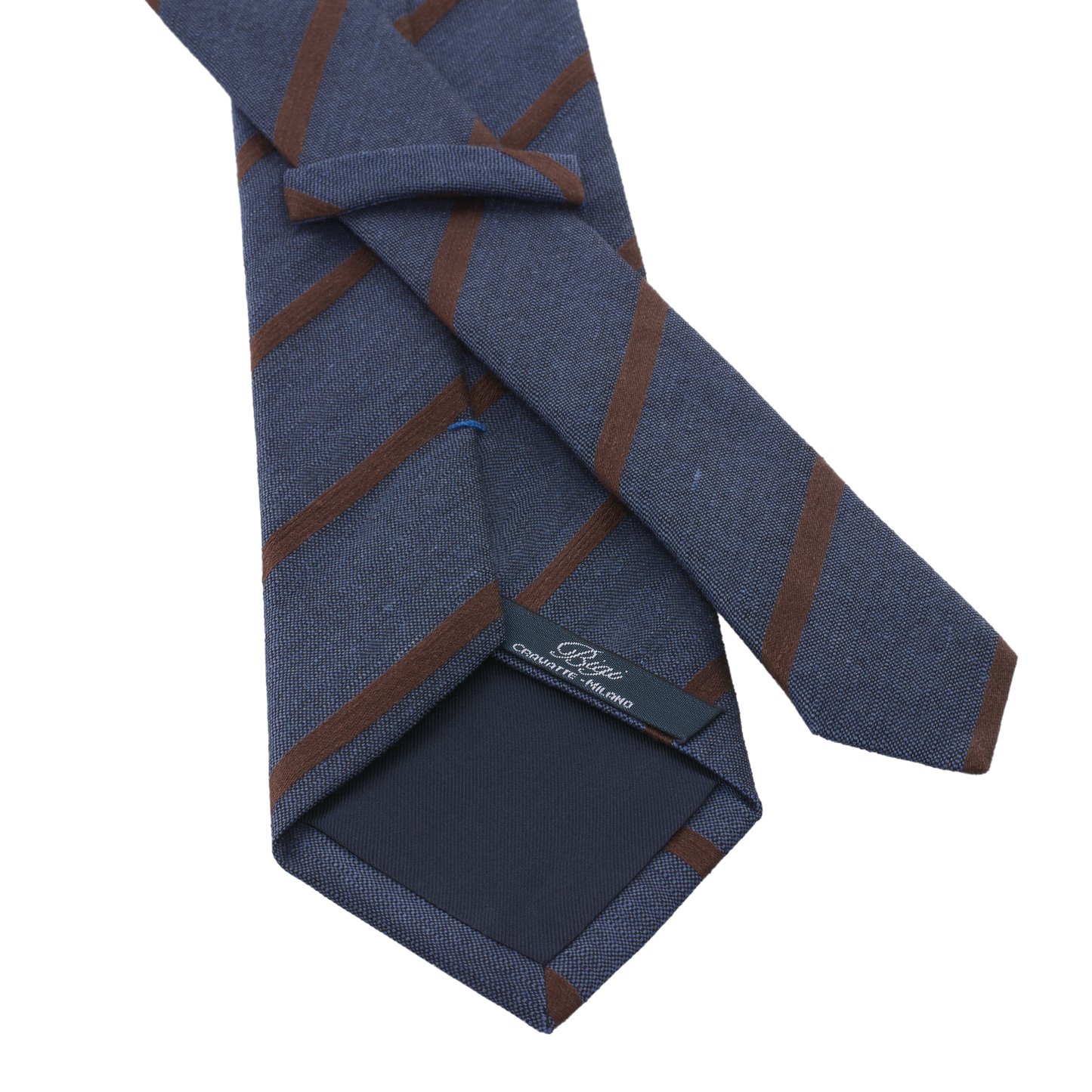 Regimental Lined Tie in Dark Blue and Brown