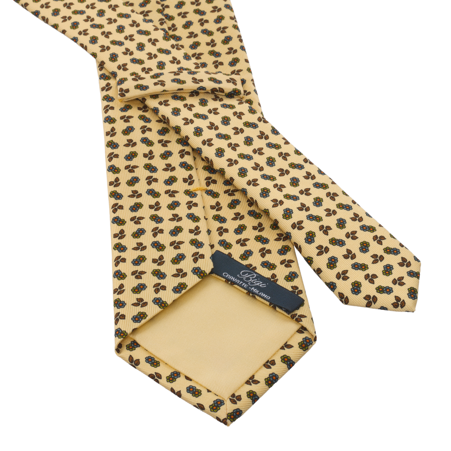 Plain Hand Printed Silk Tie in Yellow
