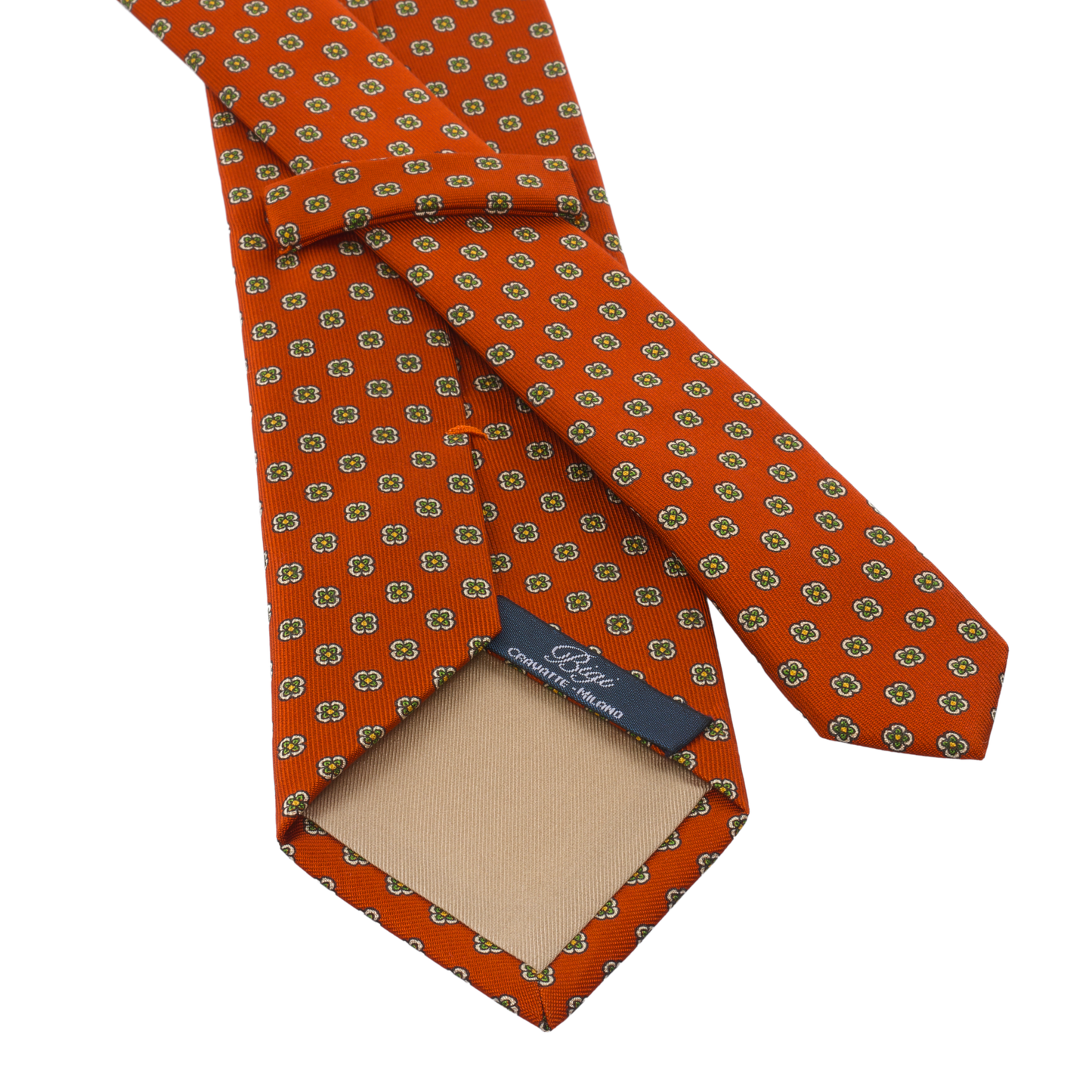 Woven Silk Lined Tie with Red Flower Design