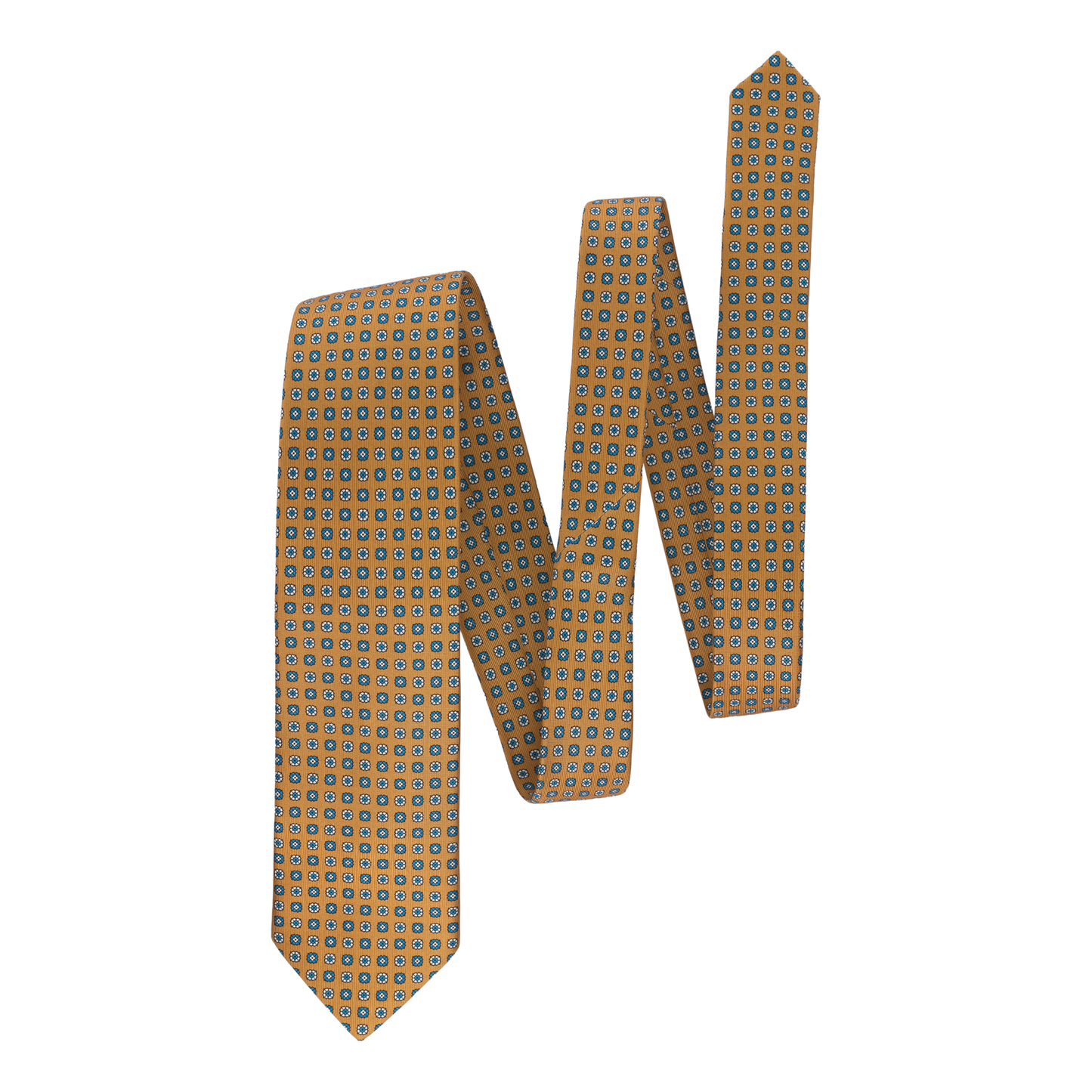 Yellow Printed Silk Tie with Design