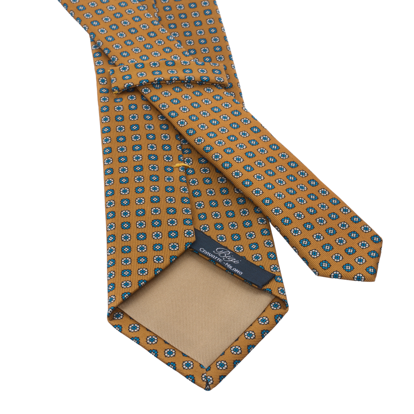 Yellow Printed Silk Tie with Design