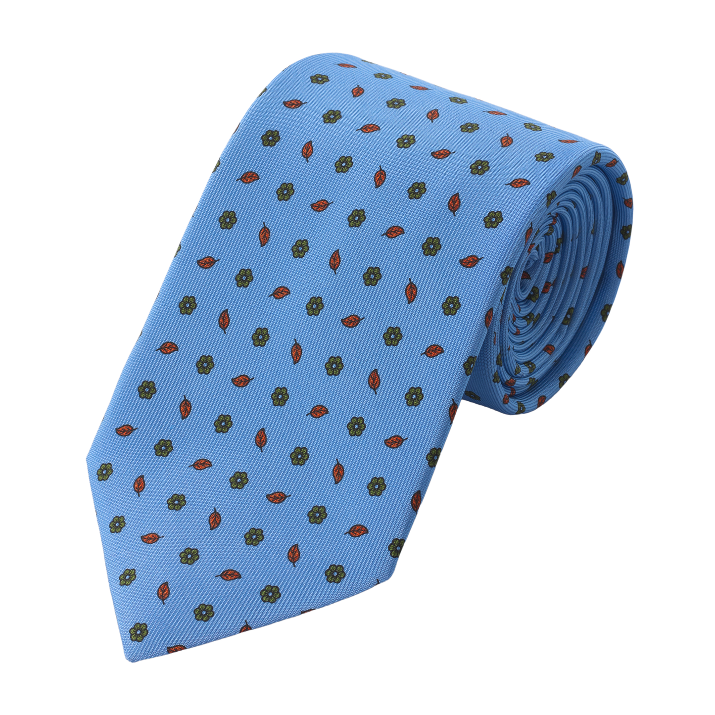 Printed Blue Tie with Leaf Design