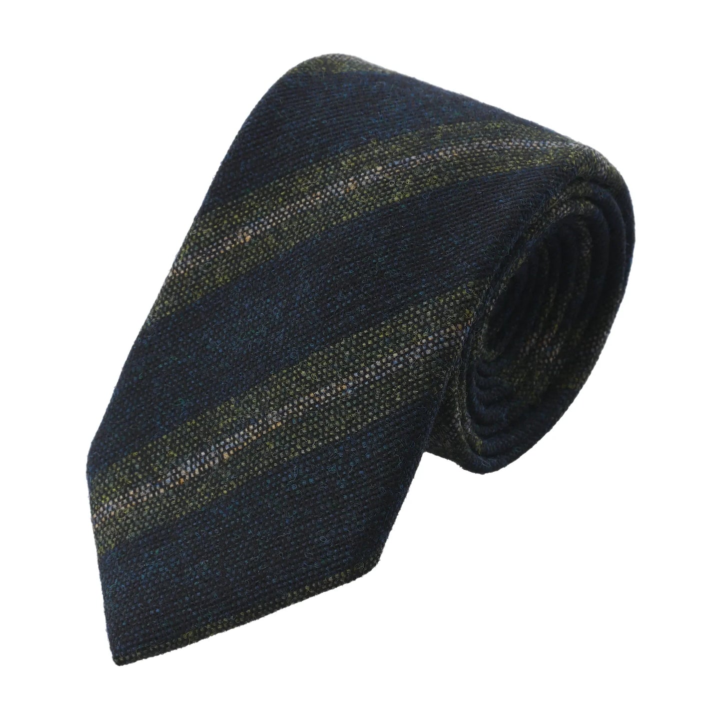 Regimental Woven Wool Tie in Green and Blue