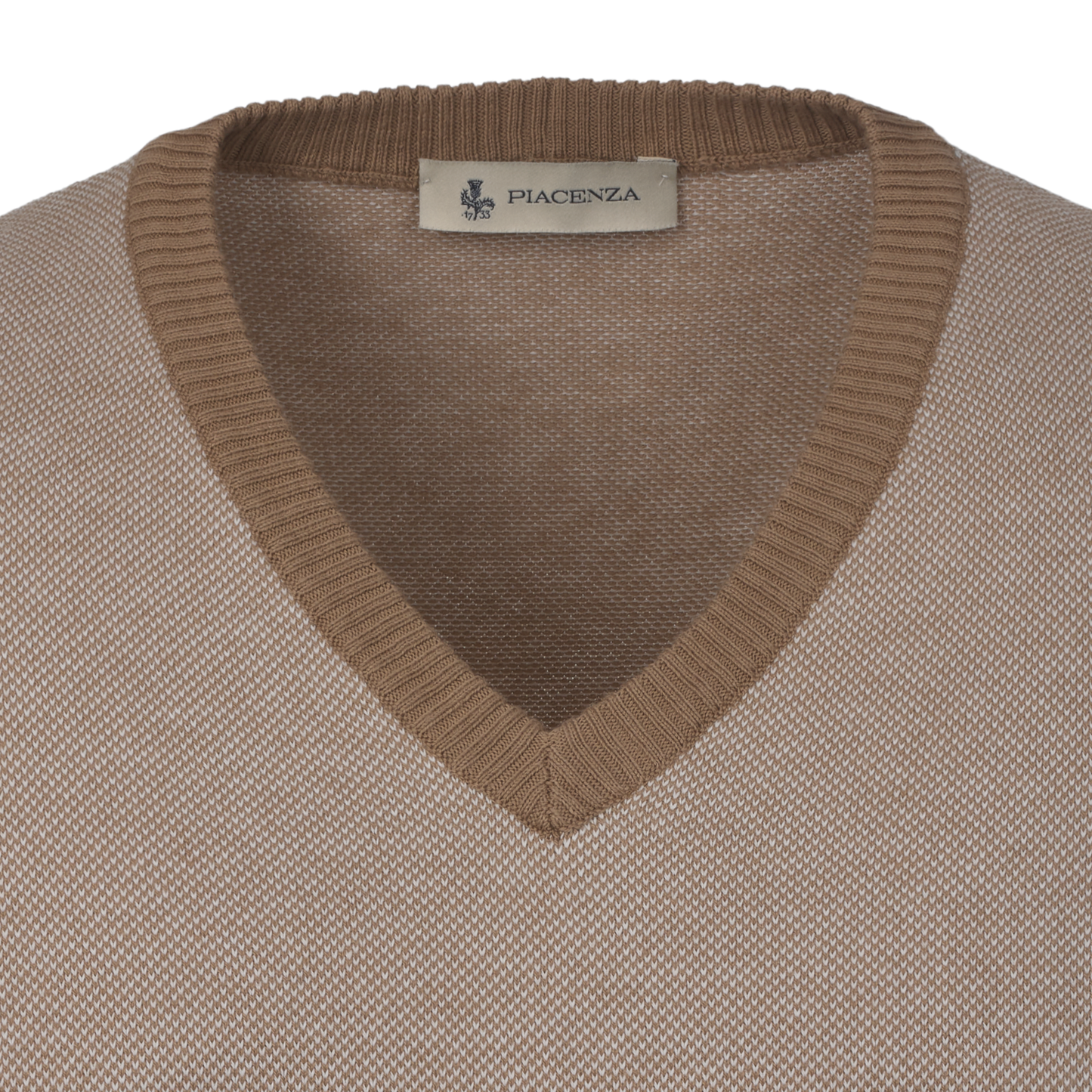 All-Over Monogram V-Neck Cotton Gilet in Light Brown