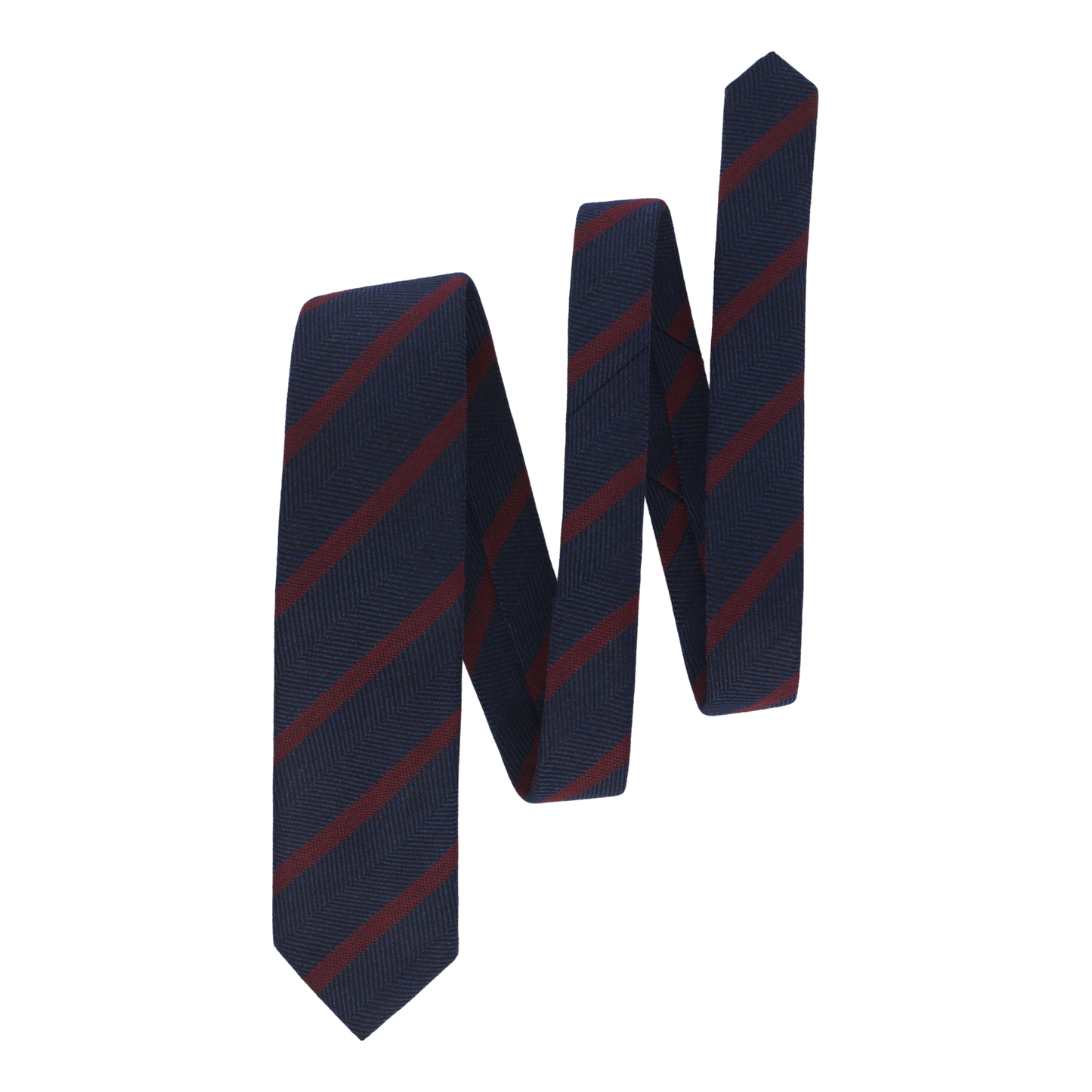 Regimental Herringbone Wool Tie in Red and Blue