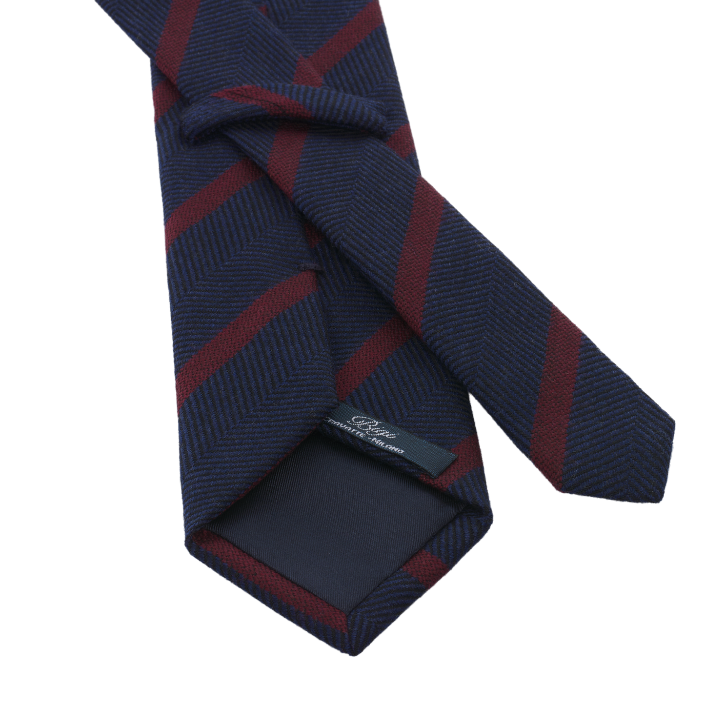 Regimental Herringbone Wool Tie in Red and Blue