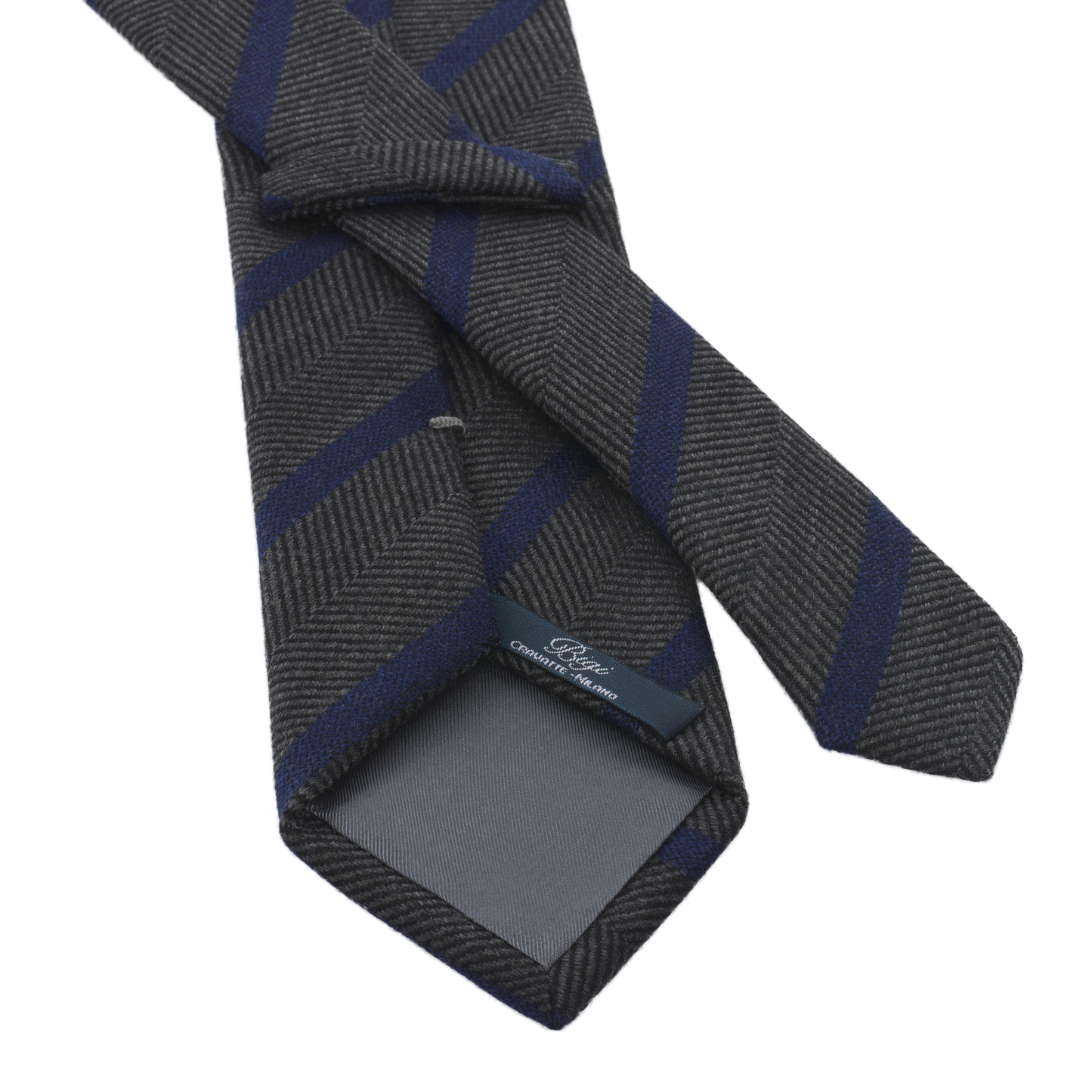 Regimental Herringbone Tie in Green and Blue
