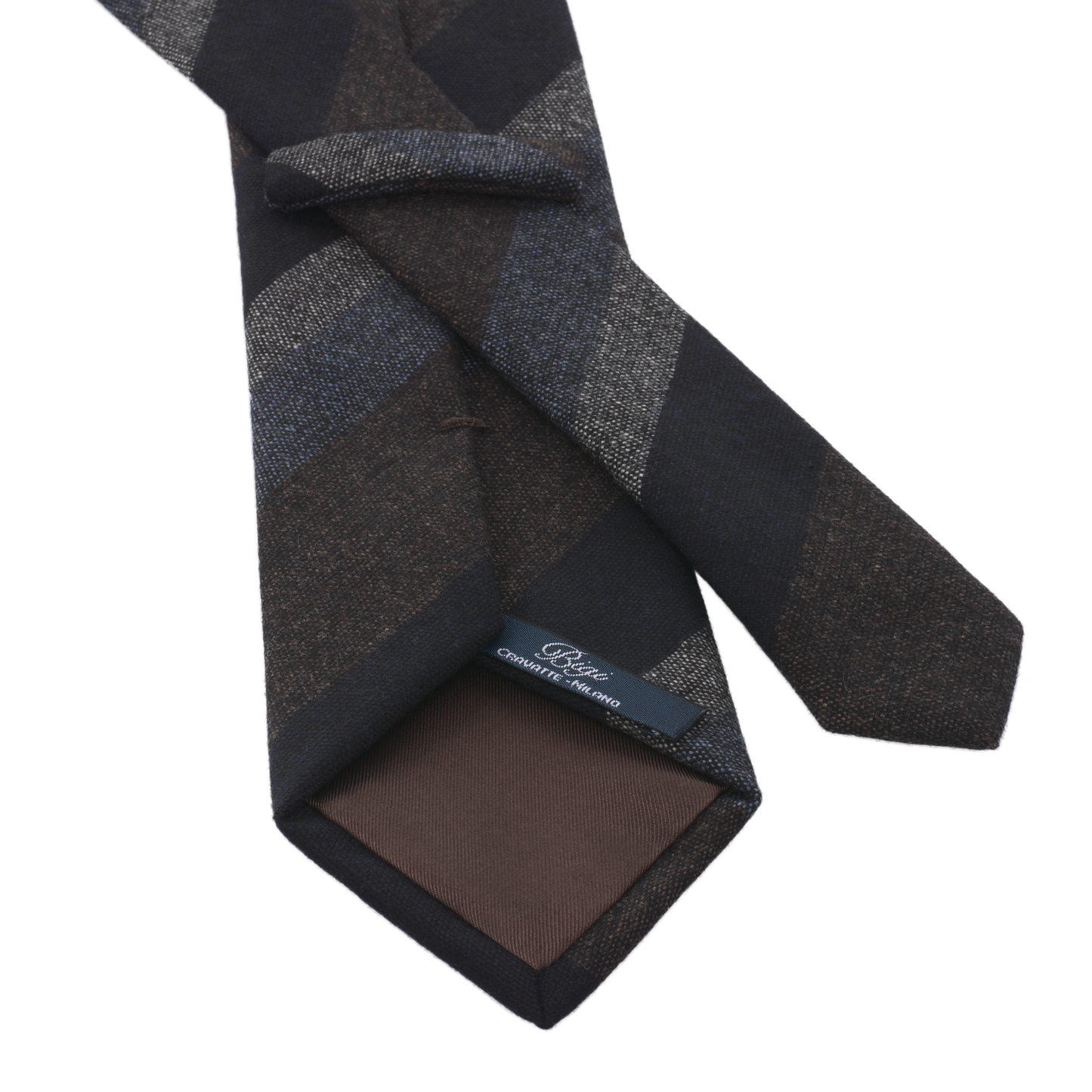 Regimental Wool Tie in Brown, Blue and White